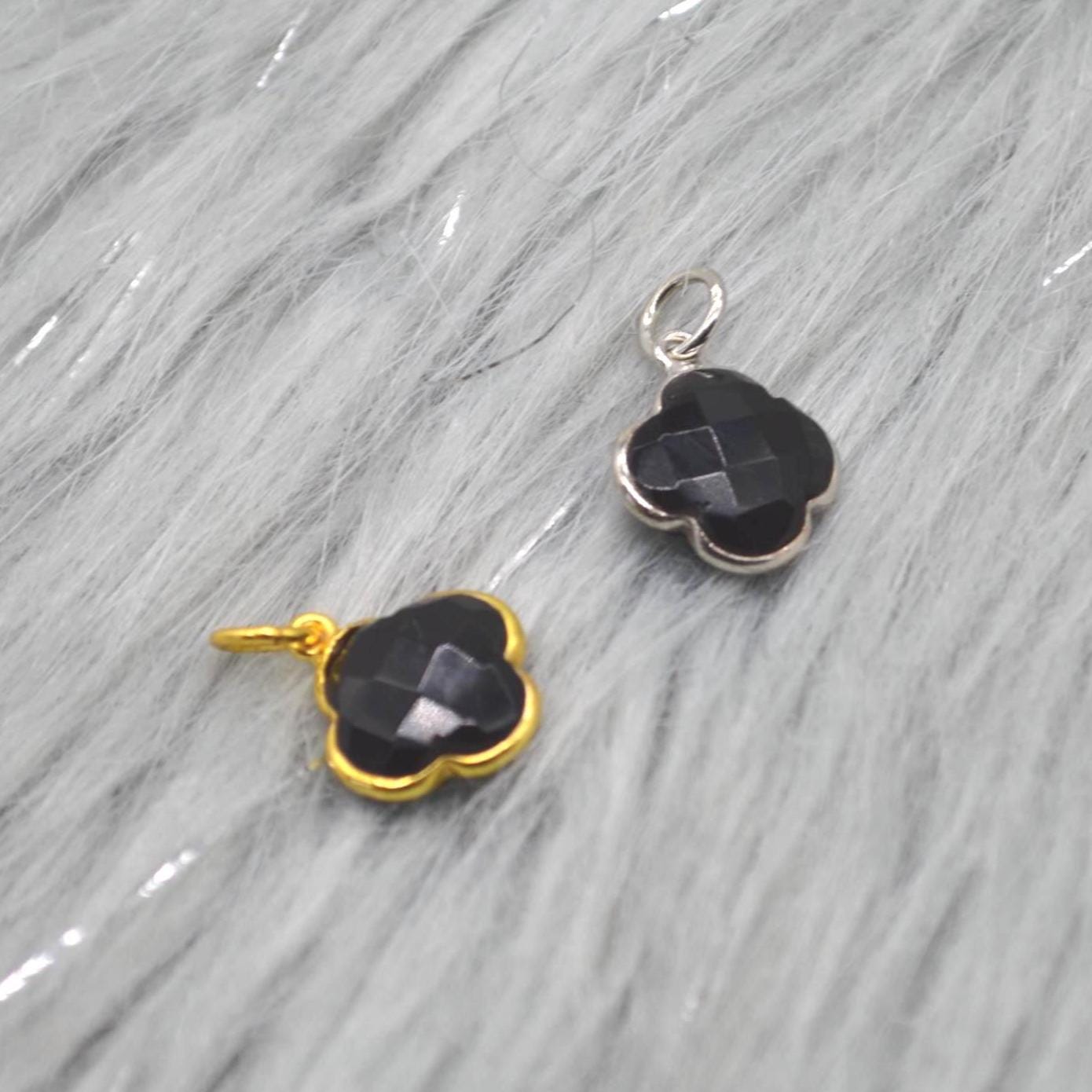 Black Onyx Pendant Necklace: Sterling Silver or Gold Plated