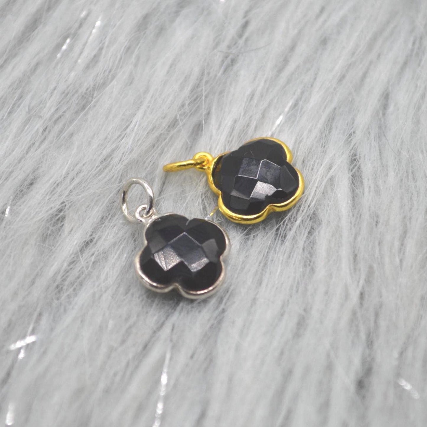 Black Onyx Pendant Necklace: Sterling Silver or Gold Plated