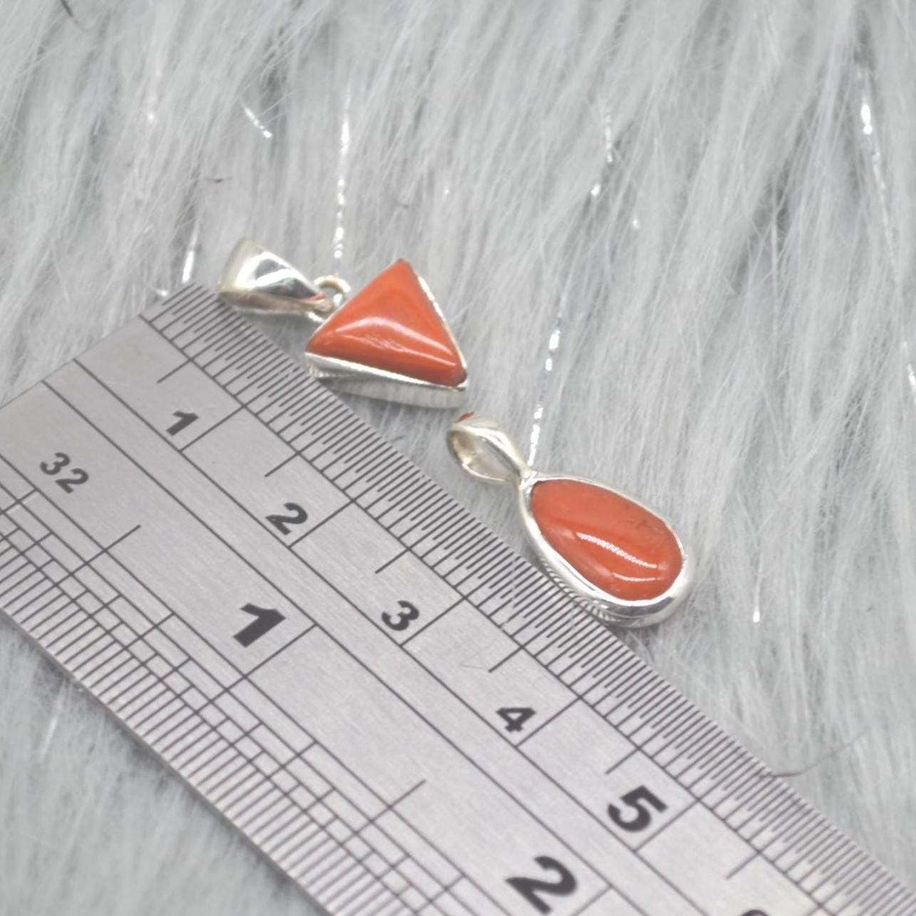 Red Coral Silver Pendant Necklace: Dainty Gemstone Jewelry