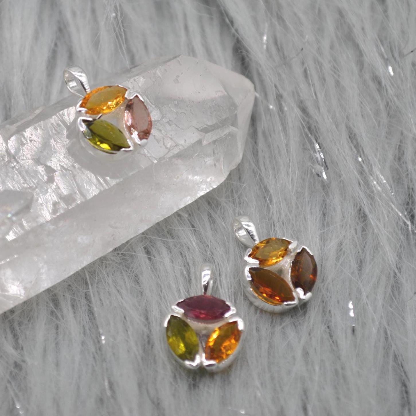 Pink Green Mixed Tourmaline Pendant: Sterling Silver, October Birthstone Necklace