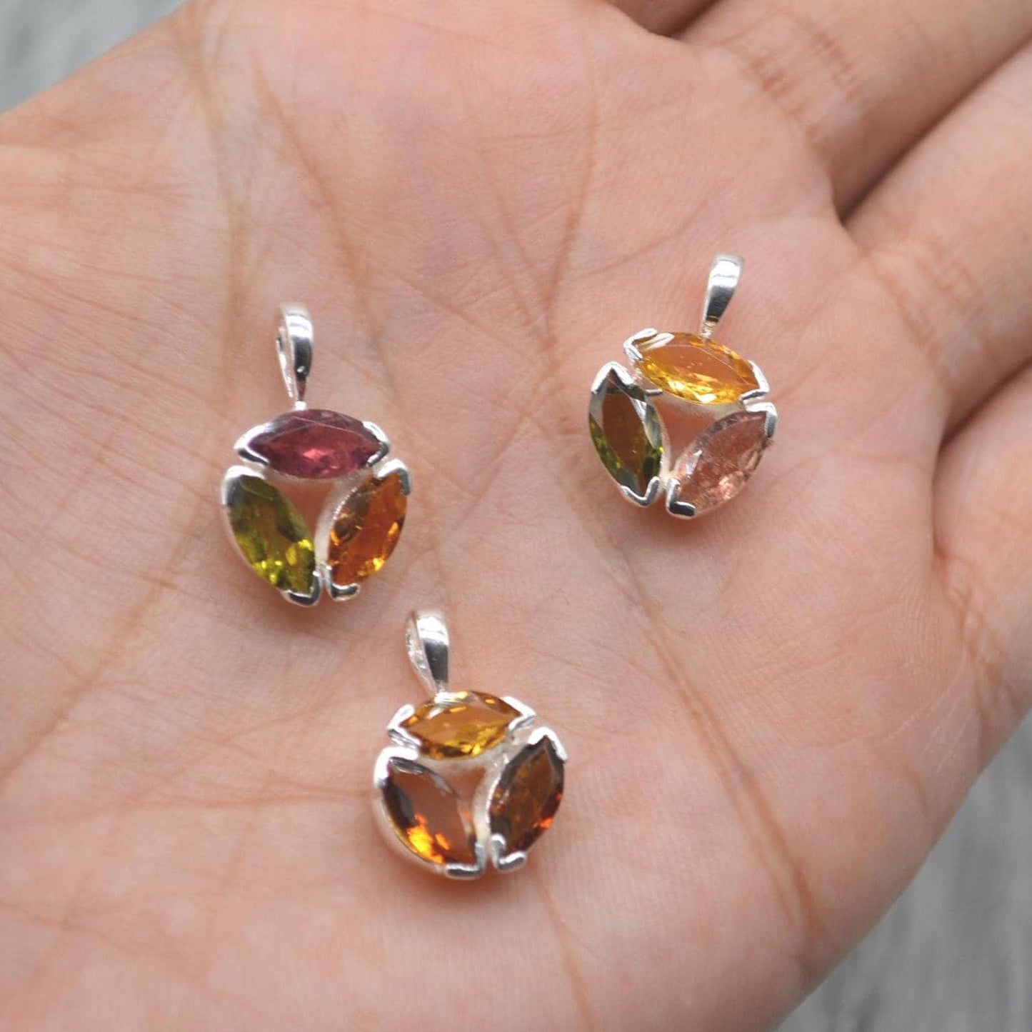 Pink Green Mixed Tourmaline Pendant: Sterling Silver, October Birthstone Necklace