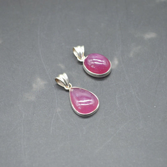 Ruby Sterling Silver Pendant: Chain Necklace, July Birthstone, Red Gemstone