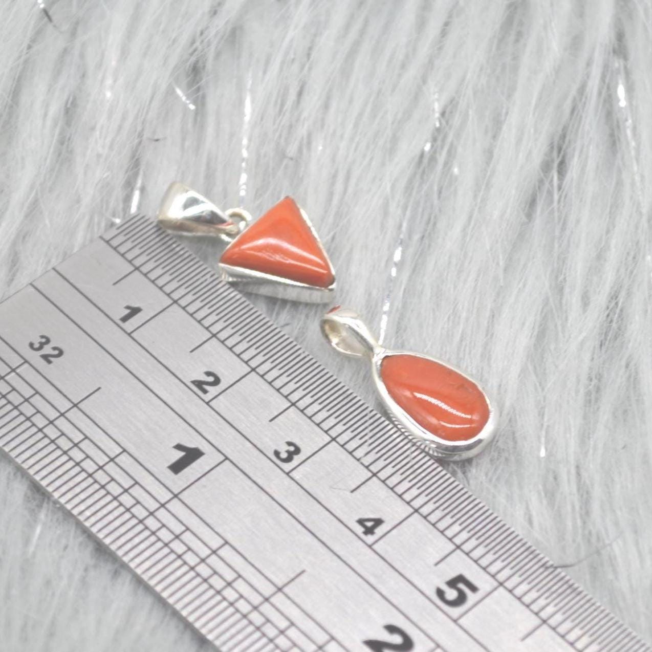 Red Coral Silver Pendant Necklace: Dainty Gemstone Jewelry