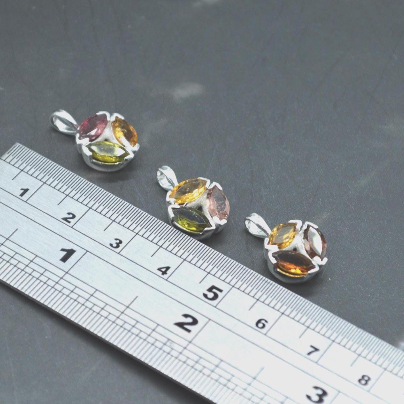 Pink Green Mixed Tourmaline Pendant: Sterling Silver, October Birthstone Necklace