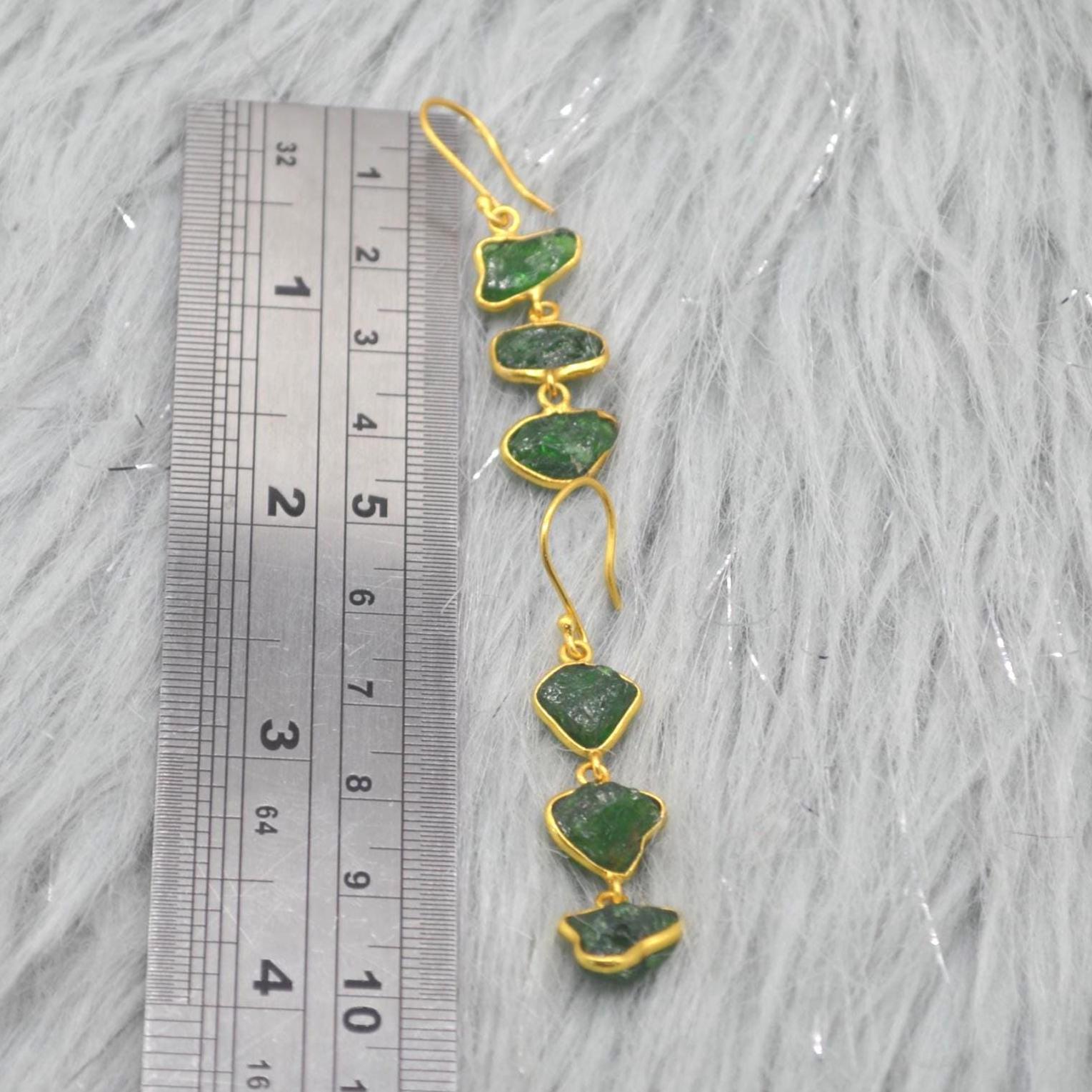 Green Tsavorite Garnet Gold Earrings: Sterling Silver, Gemstone Dangle Drop, January Birthstone