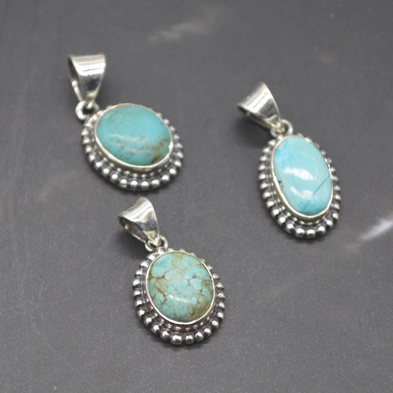 Turquoise Pendant: Sterling Silver, December Birthstone, Blue Gemstone