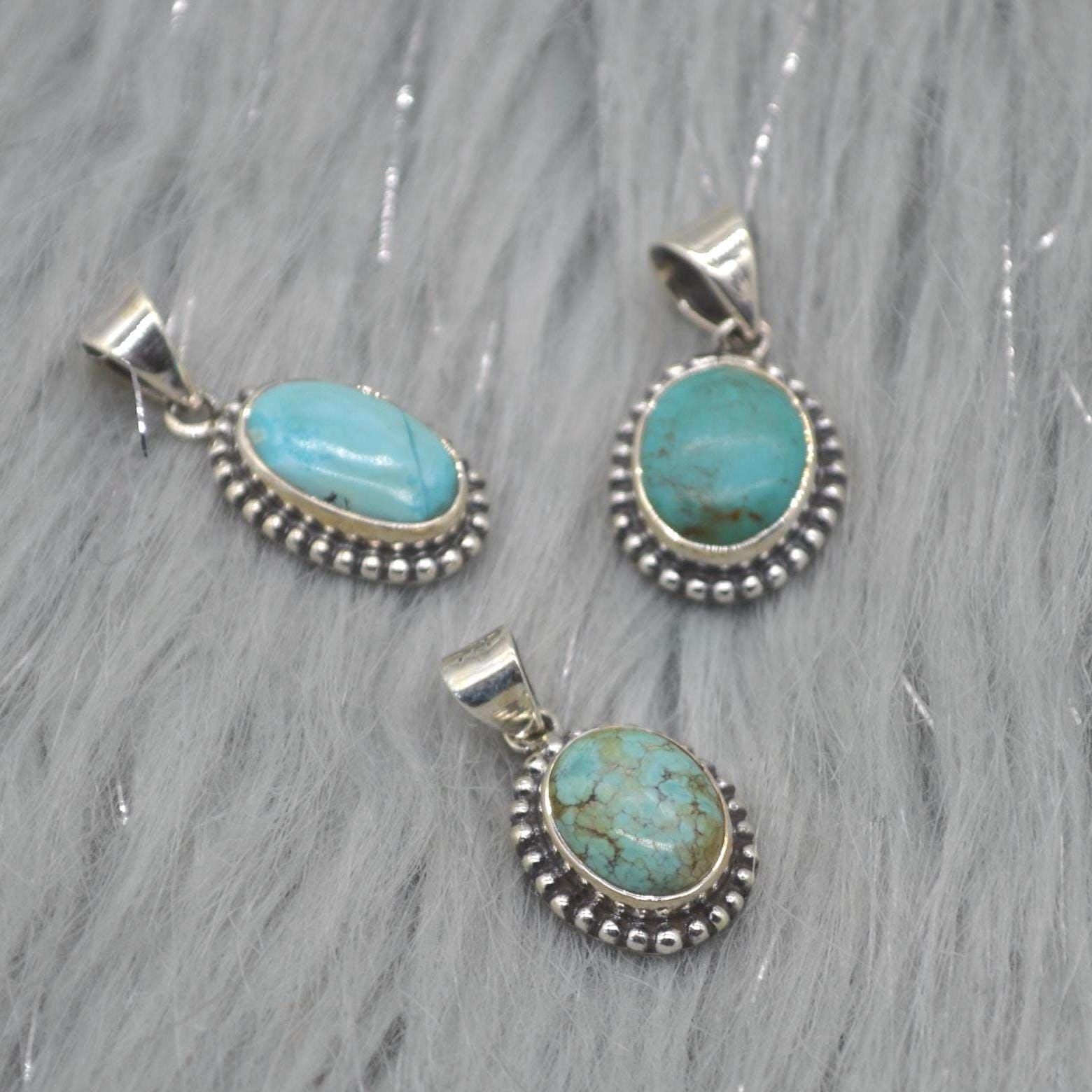 Turquoise Pendant: Sterling Silver, December Birthstone, Blue Gemstone