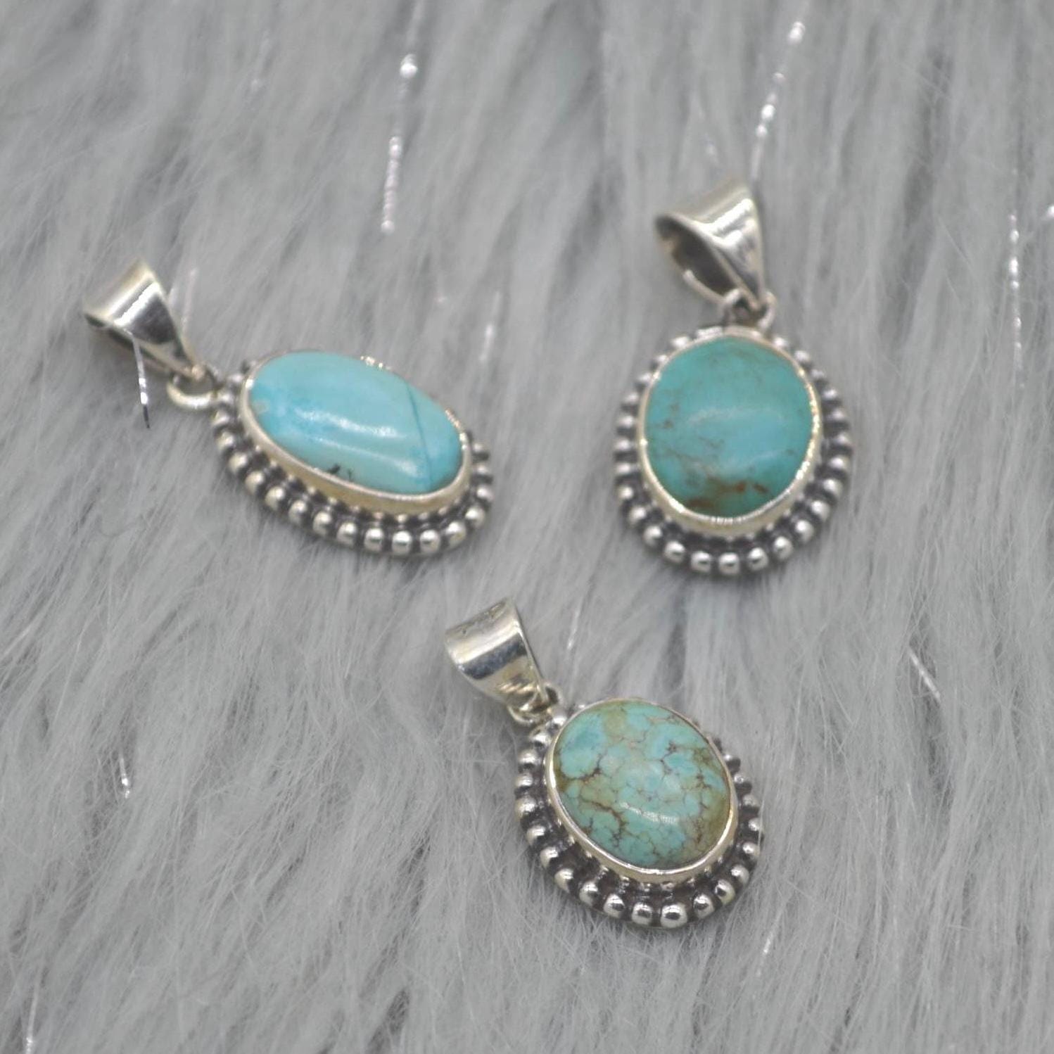 Turquoise Pendant: Sterling Silver, December Birthstone, Blue Gemstone