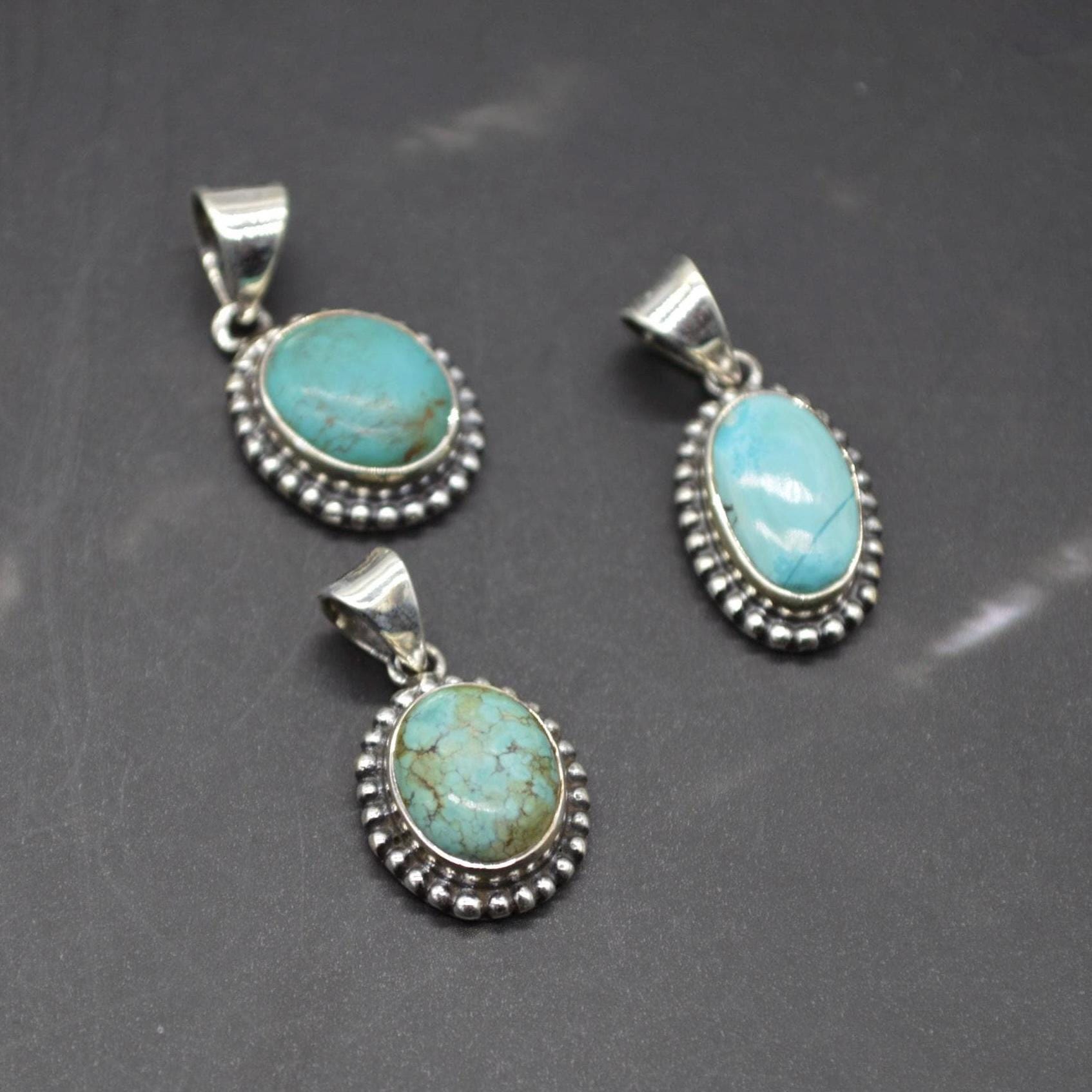 Turquoise Pendant: Sterling Silver, December Birthstone, Blue Gemstone