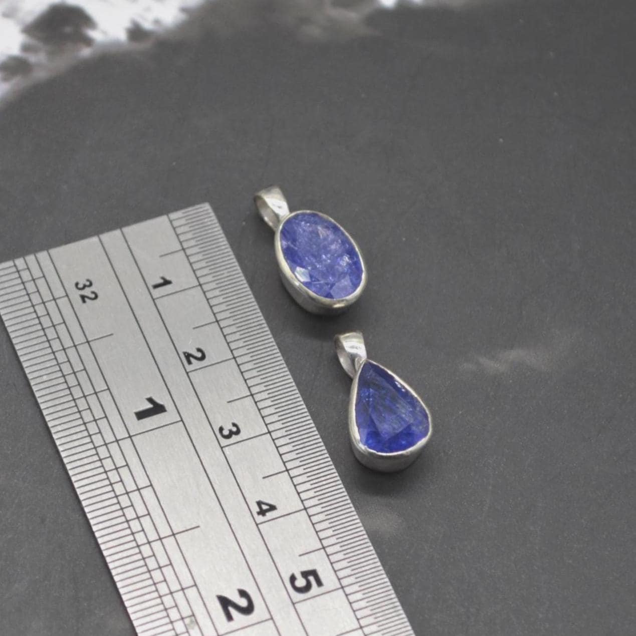 Tanzanite Silver Pendant Necklace: Oval or Teardrop, Blue Gemstone, December Birthstone