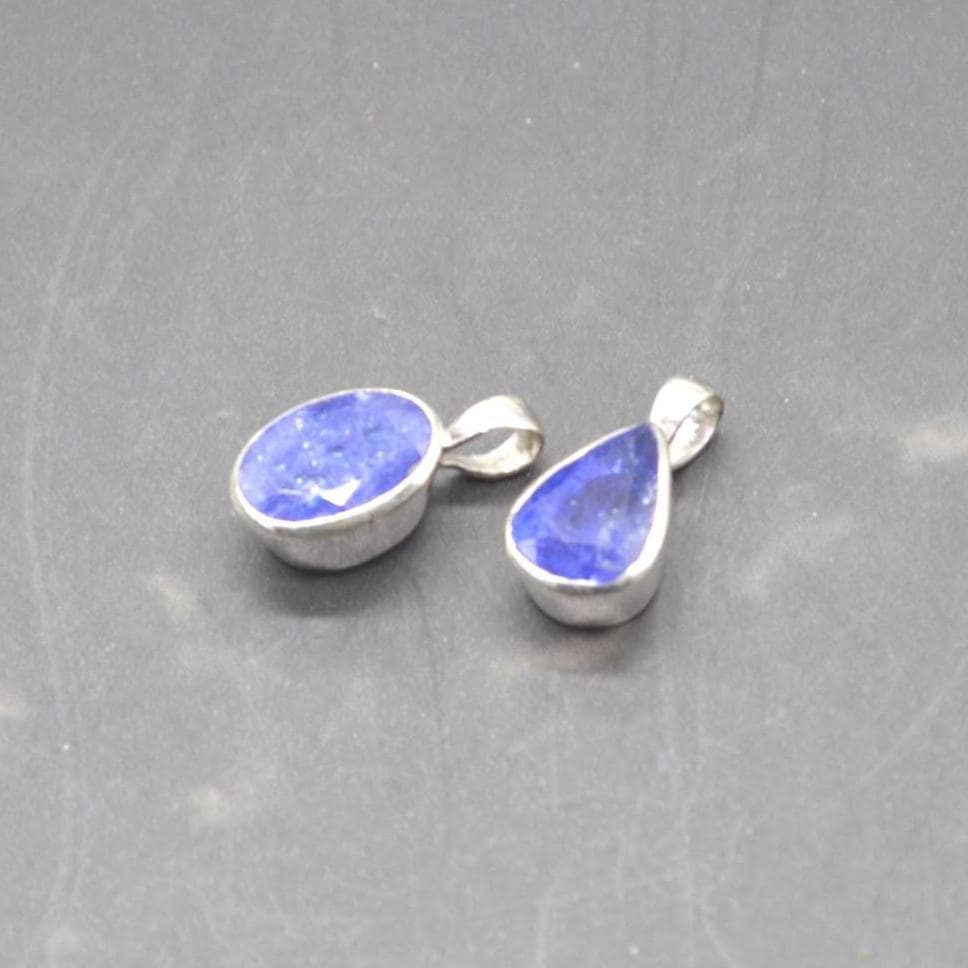 Tanzanite Silver Pendant Necklace: Oval or Teardrop, Blue Gemstone, December Birthstone