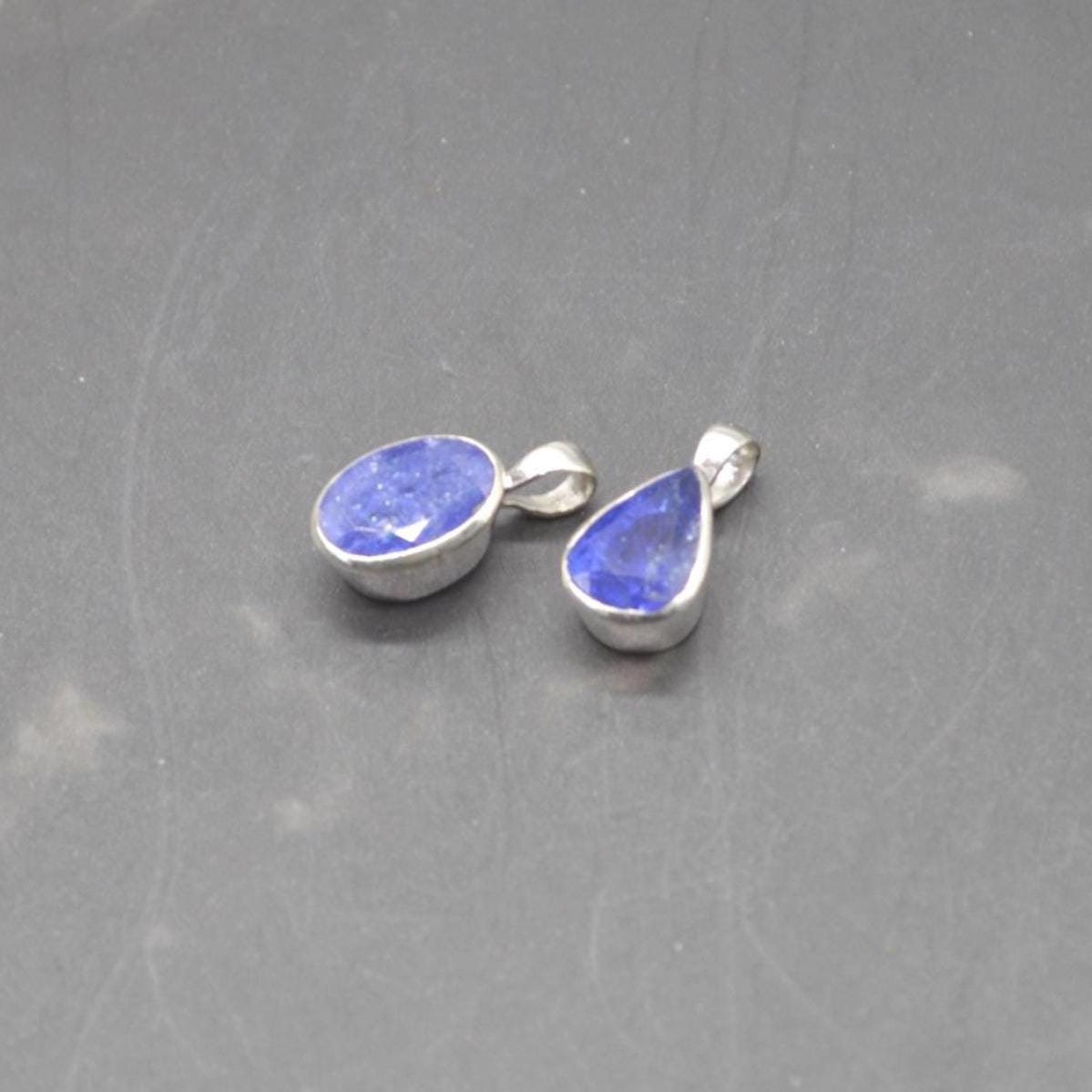 Tanzanite Silver Pendant Necklace: Oval or Teardrop, Blue Gemstone, December Birthstone