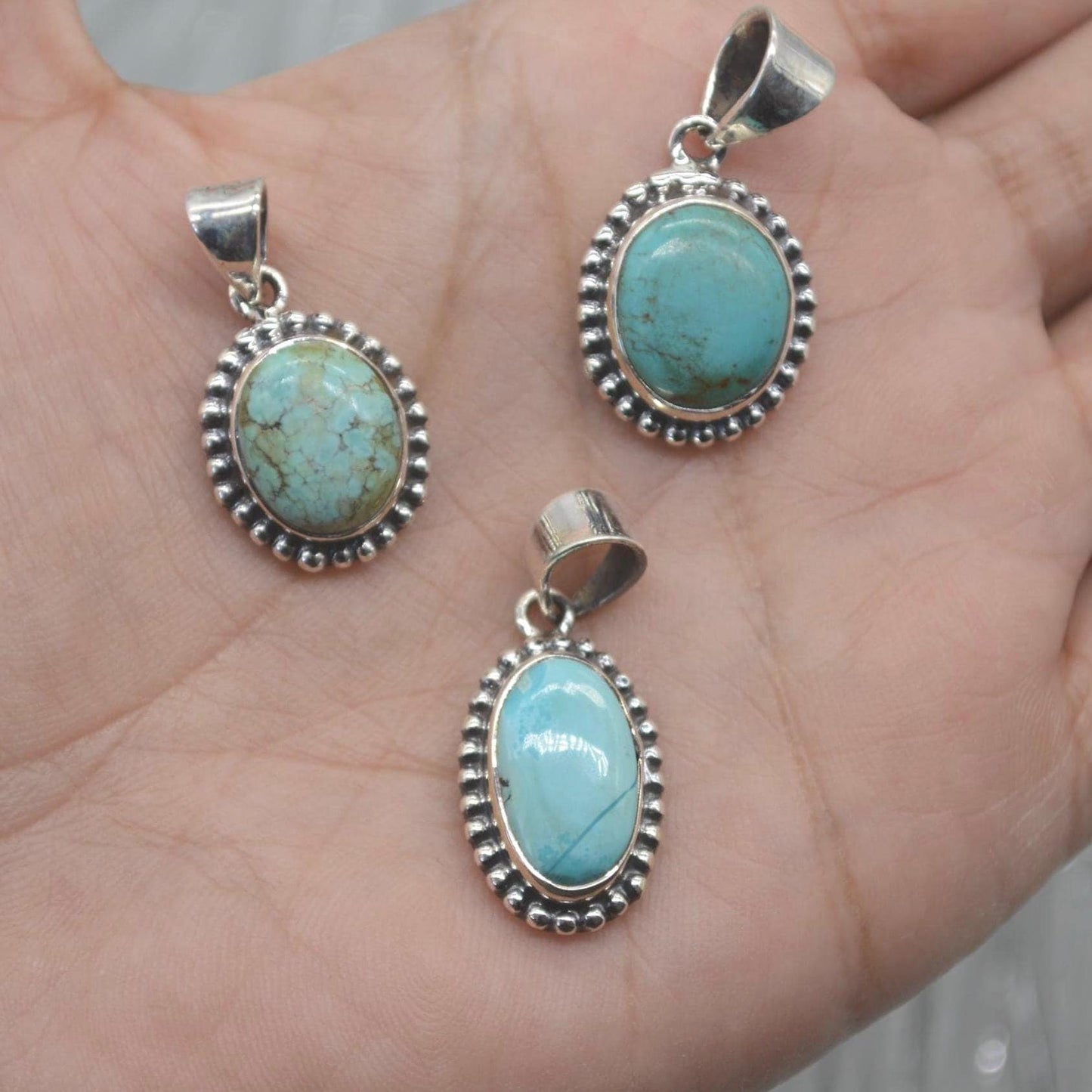 Turquoise Pendant: Sterling Silver, December Birthstone, Blue Gemstone