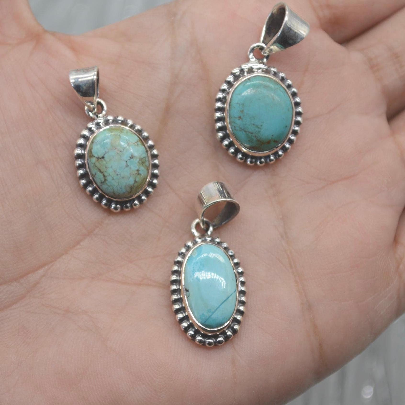Turquoise Pendant: Sterling Silver, December Birthstone, Blue Gemstone