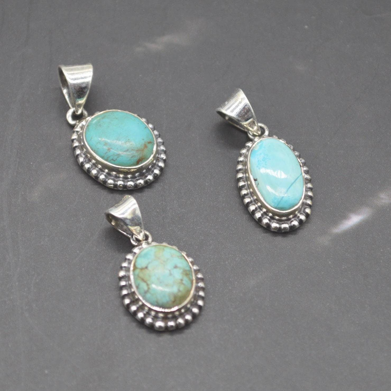 Turquoise Pendant: Sterling Silver, December Birthstone, Blue Gemstone