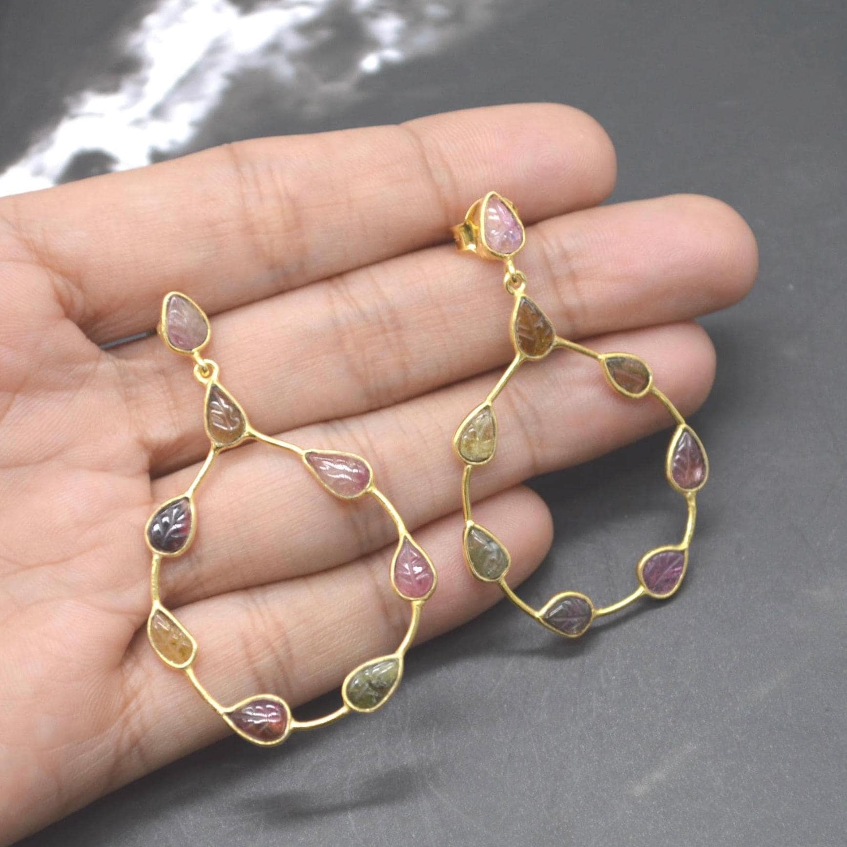 Pink Green Tourmaline Earrings: Sterling Silver Dangle Drop, October Birthstone, Gemstone Jewelry