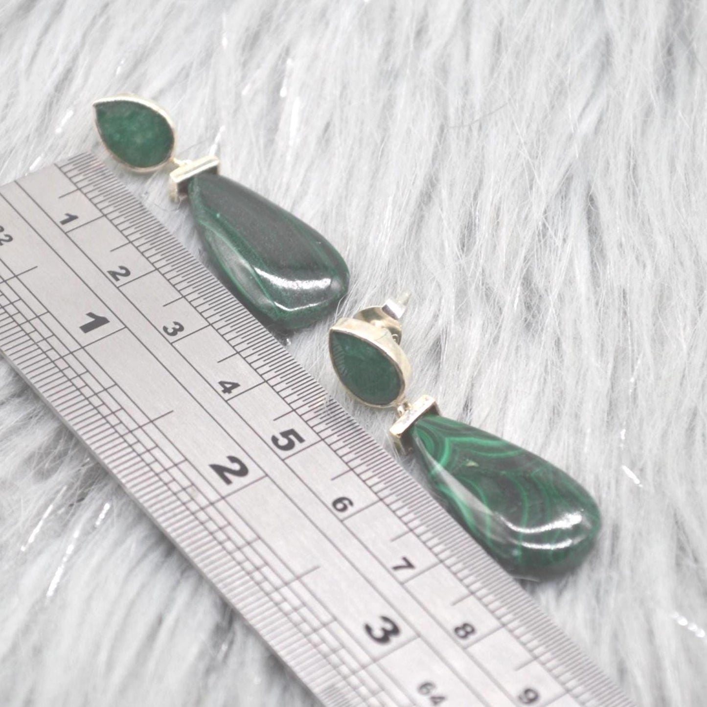 Green Onyx, Malachite Earrings: Sterling Silver, Green Gemstone Drop