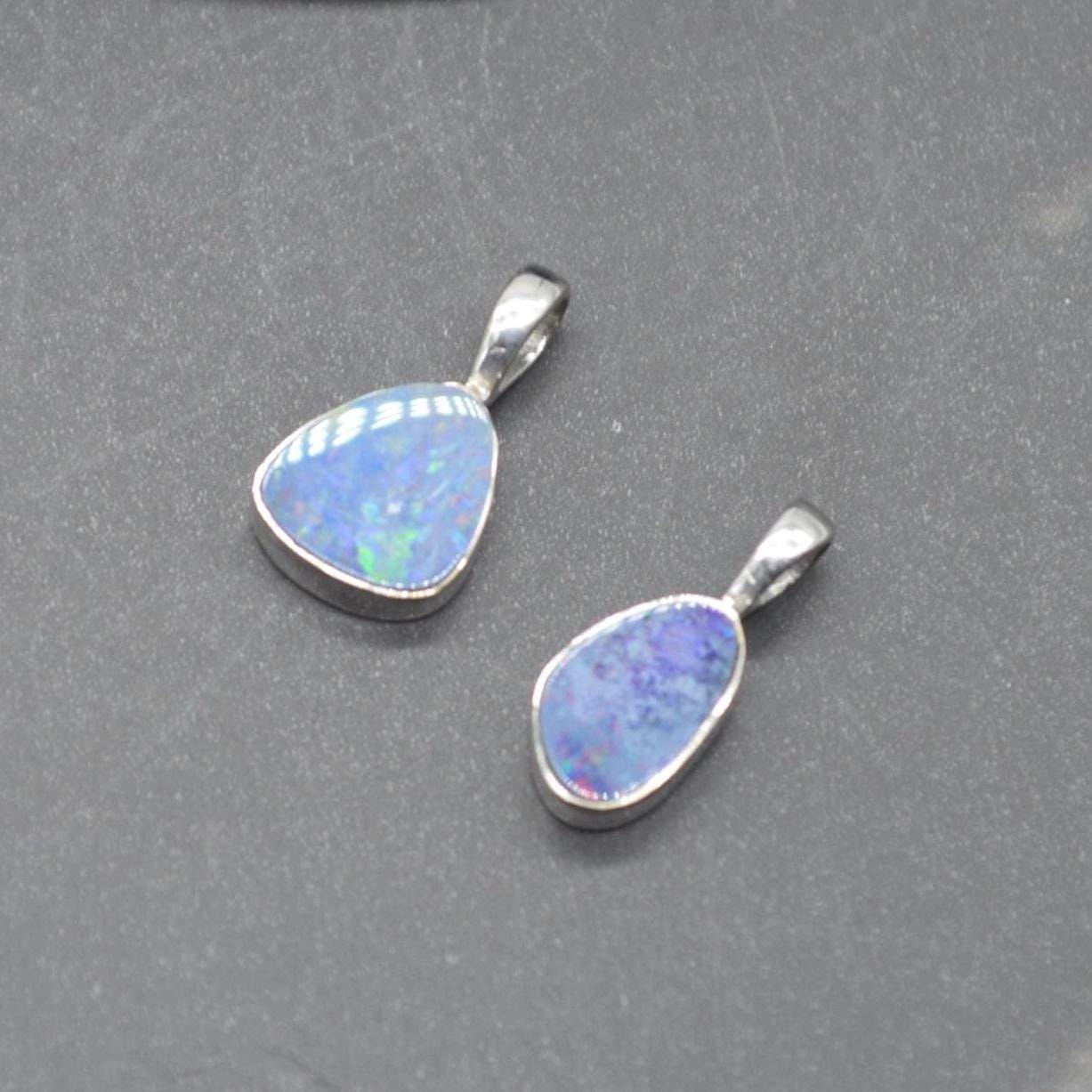 Blue Opal Pendant Necklace: Sterling Silver