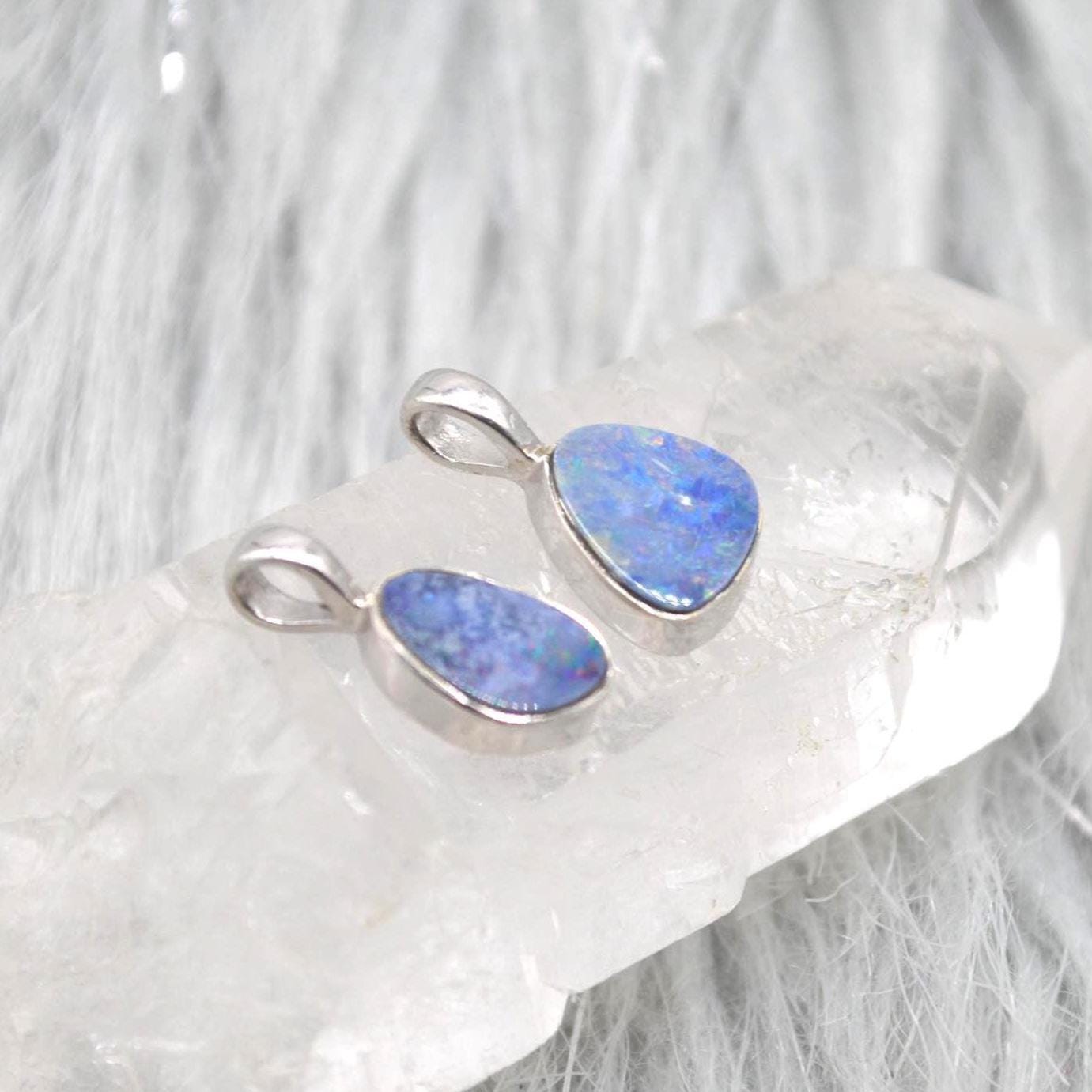Blue Opal Pendant Necklace: Sterling Silver