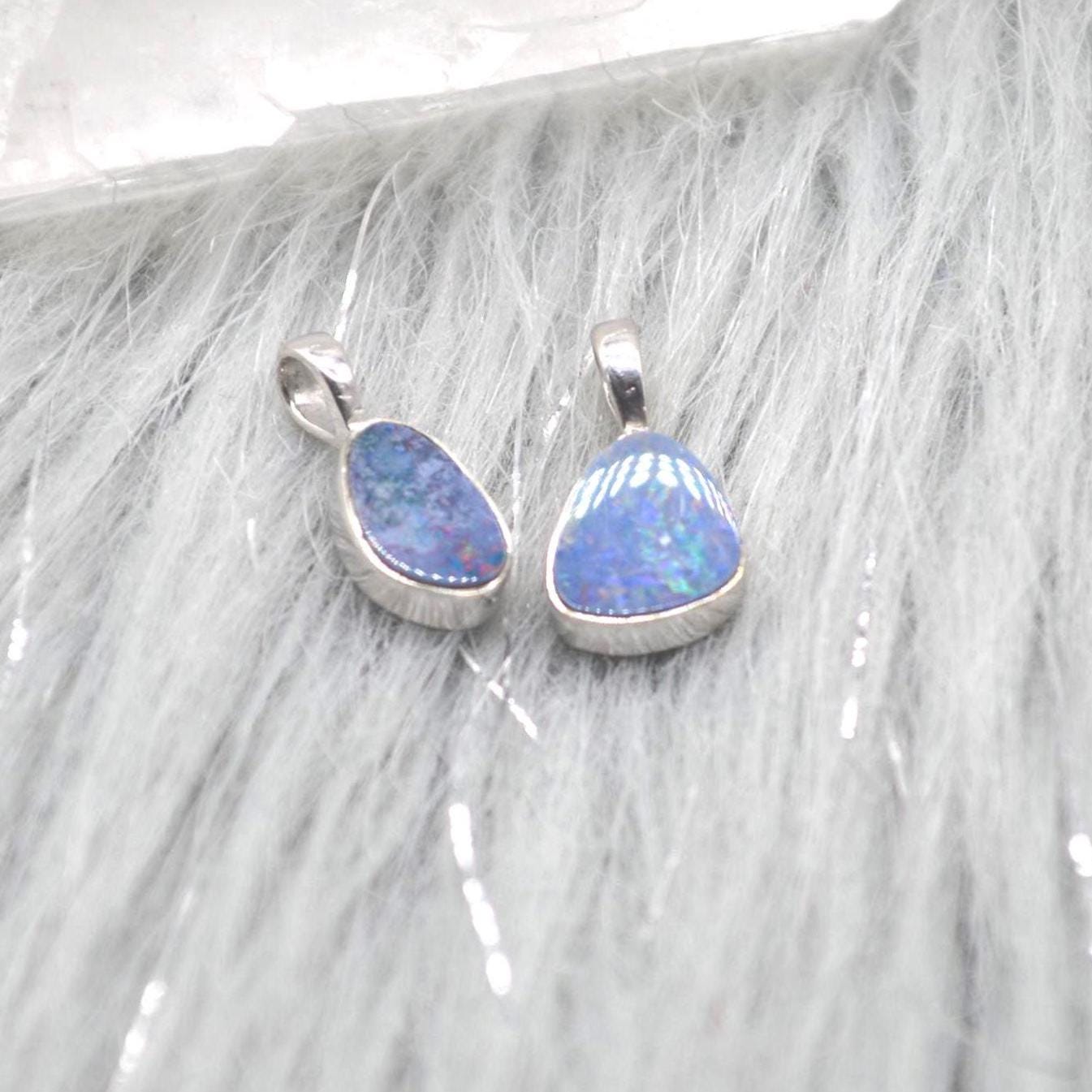 Blue Opal Pendant Necklace: Sterling Silver