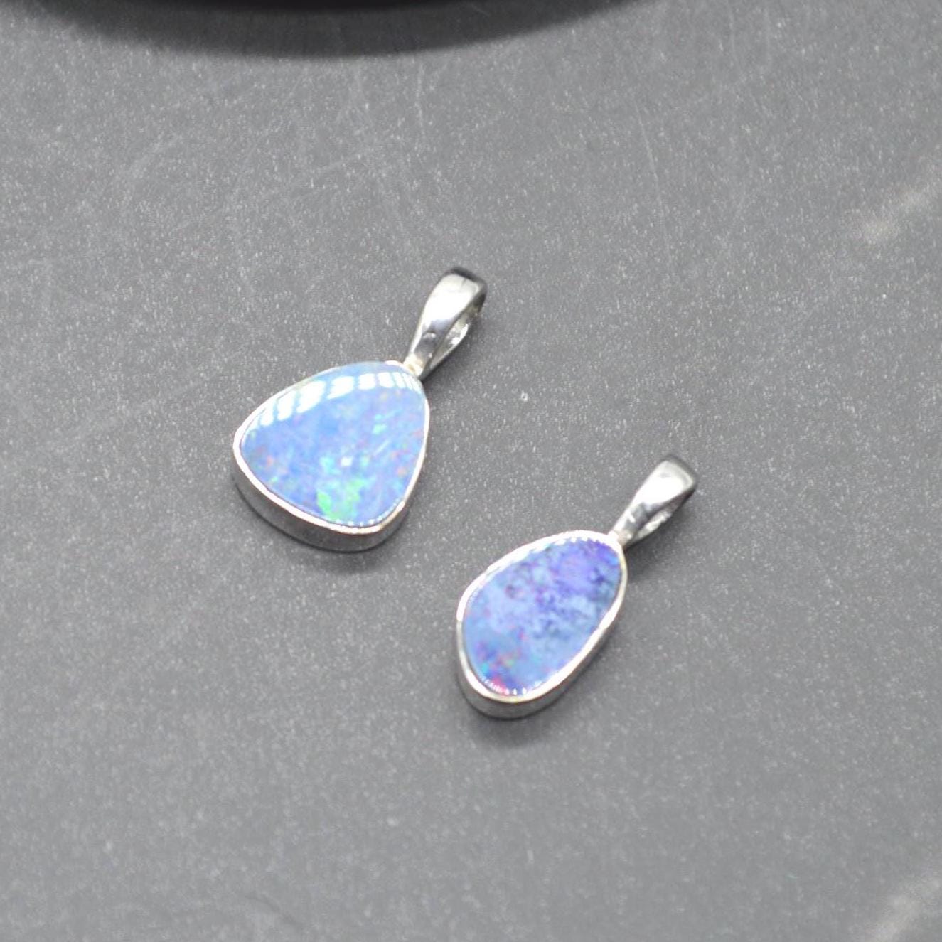 Blue Opal Pendant Necklace: Sterling Silver