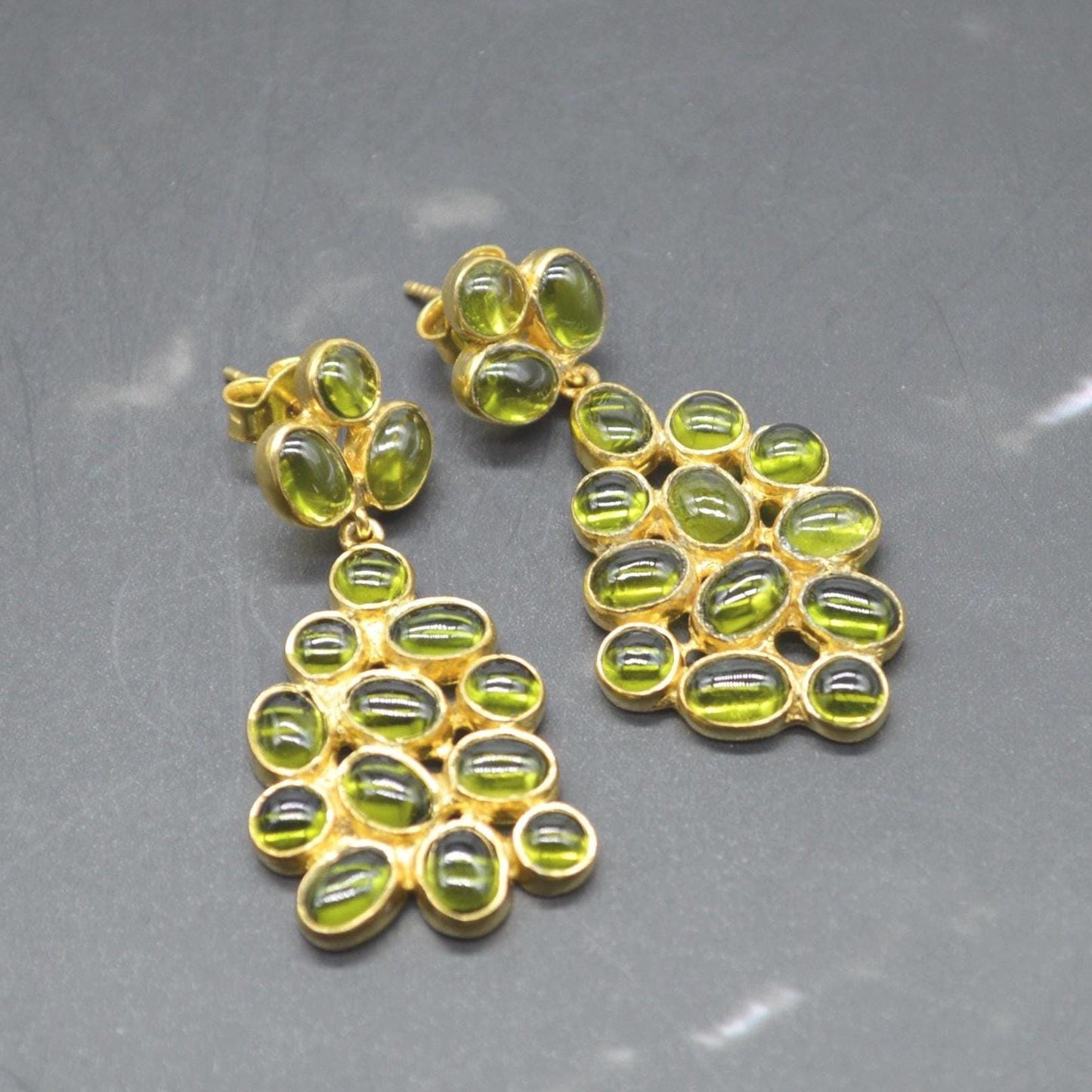 Peridot Gold Earrings: Sterling Silver, Green Gemstone, August Birthstone Jewelry