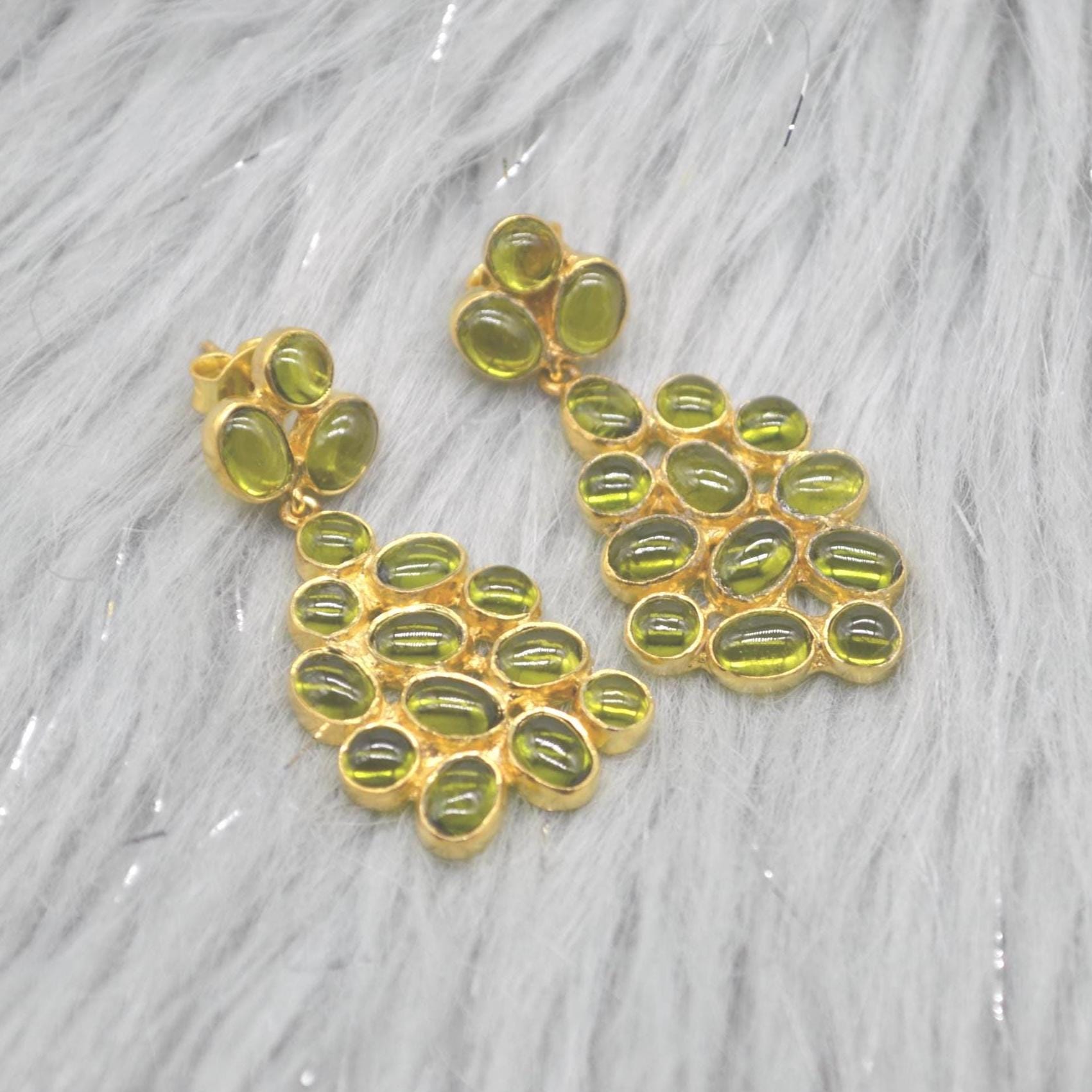 Peridot Gold Earrings: Sterling Silver, Green Gemstone, August Birthstone Jewelry