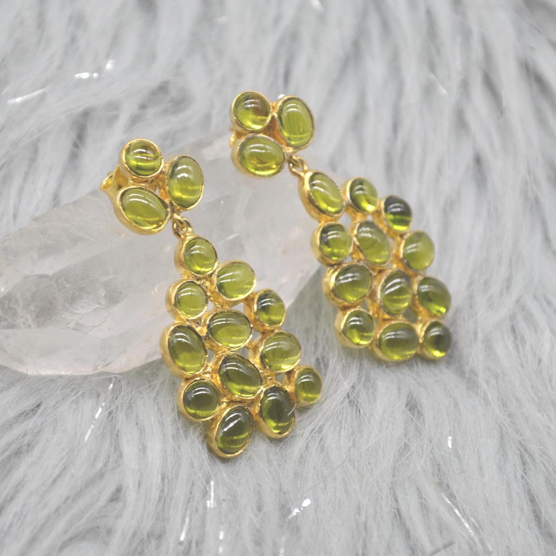 Peridot Gold Earrings: Sterling Silver, Green Gemstone, August Birthstone Jewelry