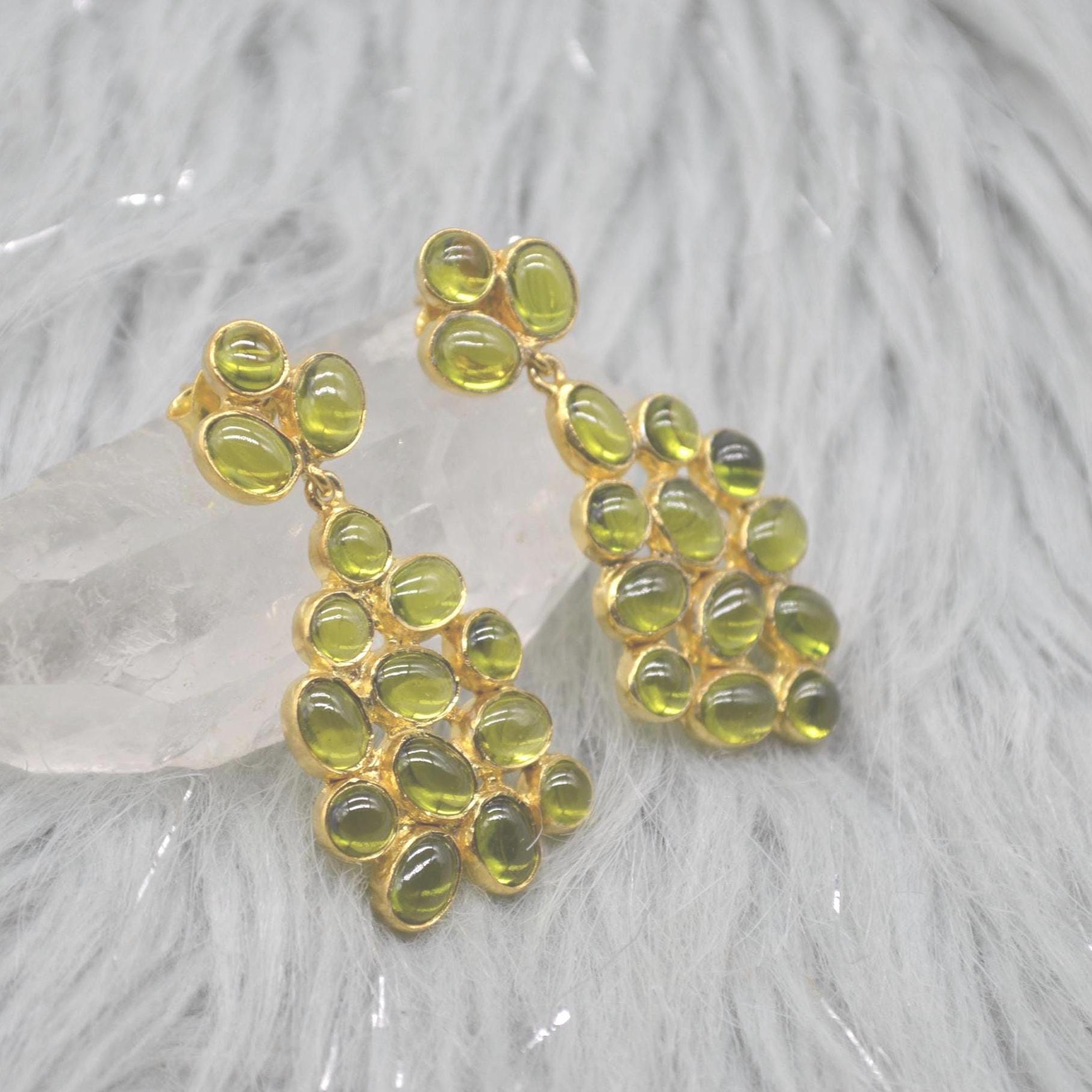 Peridot Gold Earrings: Sterling Silver, Green Gemstone, August Birthstone Jewelry