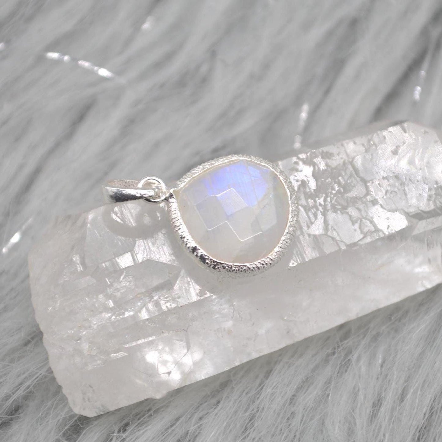 Moonstone Pendant: Sterling Silver, June Birthstone Necklace, White Gemstone Jewelry