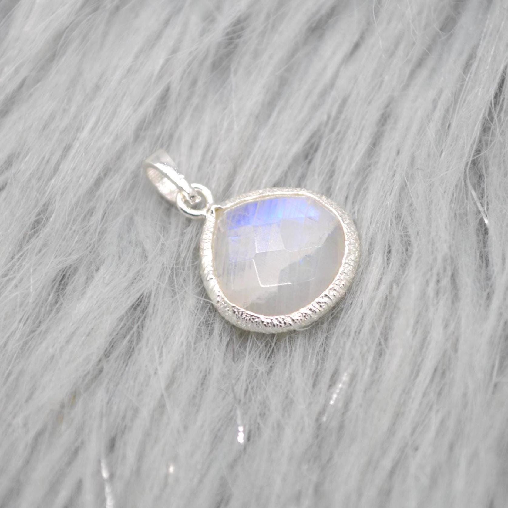 Moonstone Pendant: Sterling Silver, June Birthstone Necklace, White Gemstone Jewelry