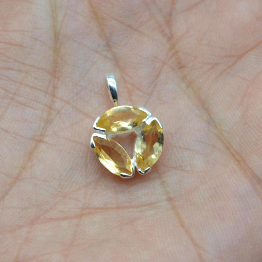 Citrine Sterling Silver Pendant: November Birthstone, Yellow Gemstone Necklace