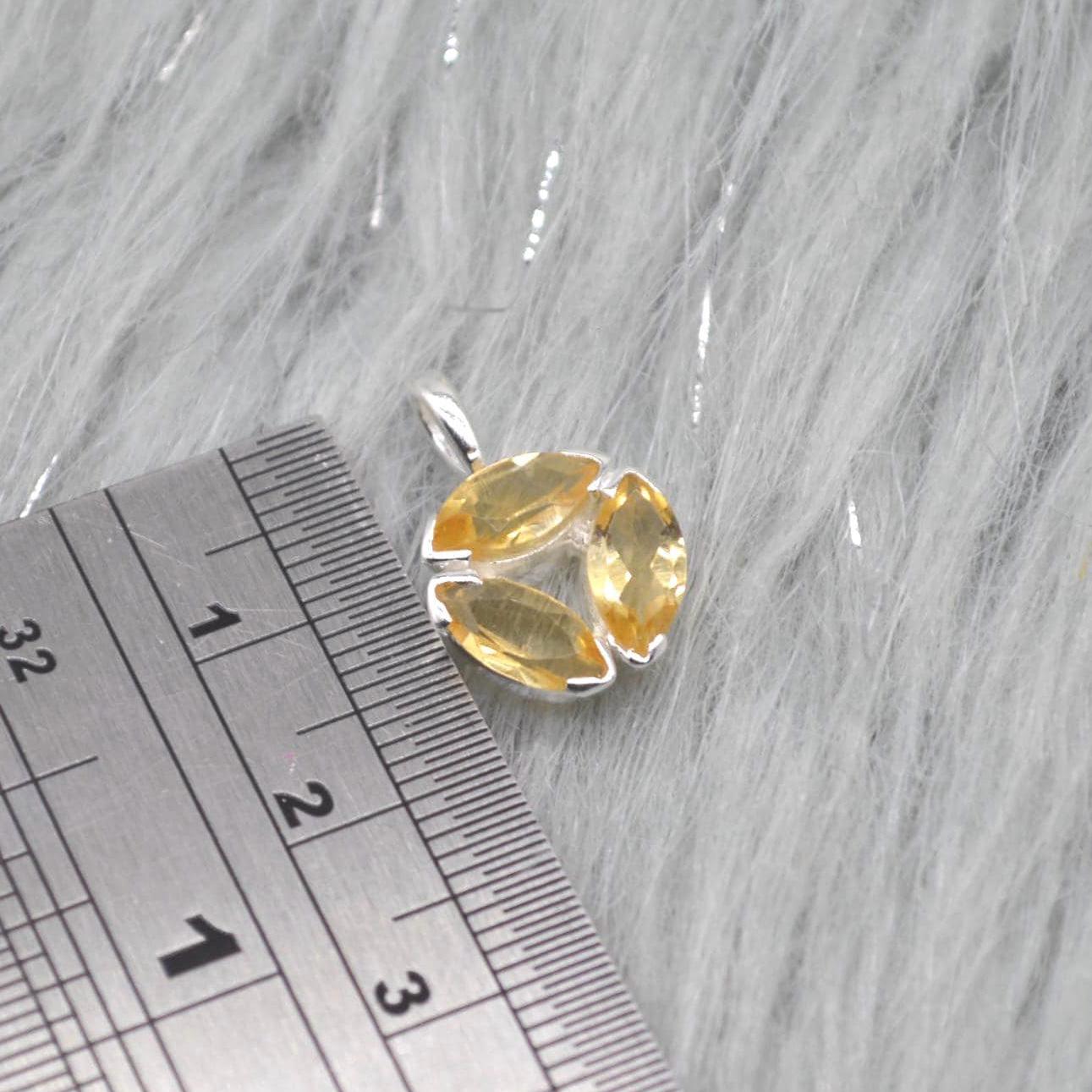 Citrine Sterling Silver Pendant: November Birthstone, Yellow Gemstone Necklace