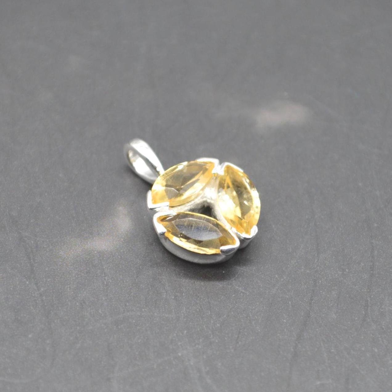 Citrine Sterling Silver Pendant: November Birthstone, Yellow Gemstone Necklace