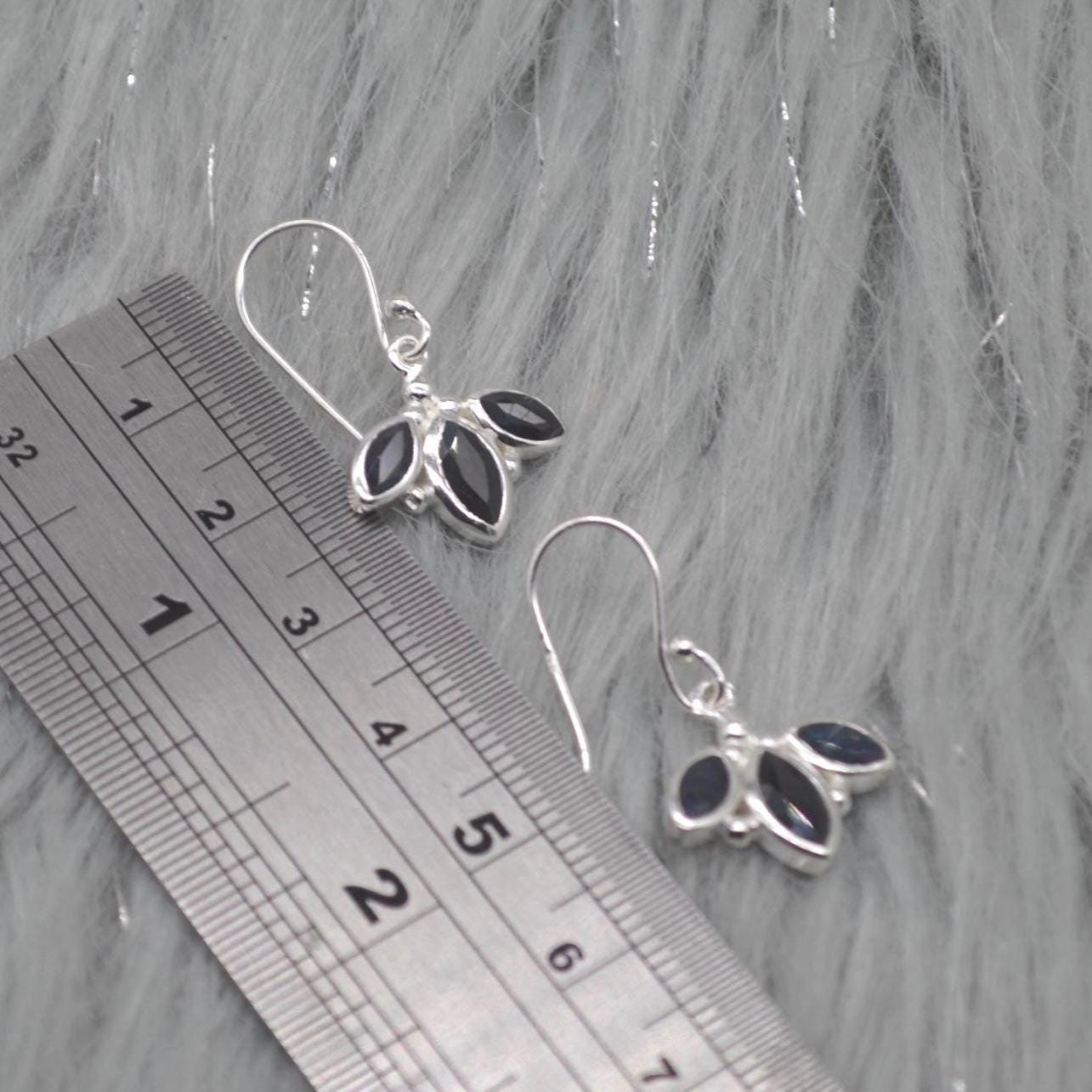Blue Sapphire Earrings: Sterling Silver Dangle Drop, September Birthstone