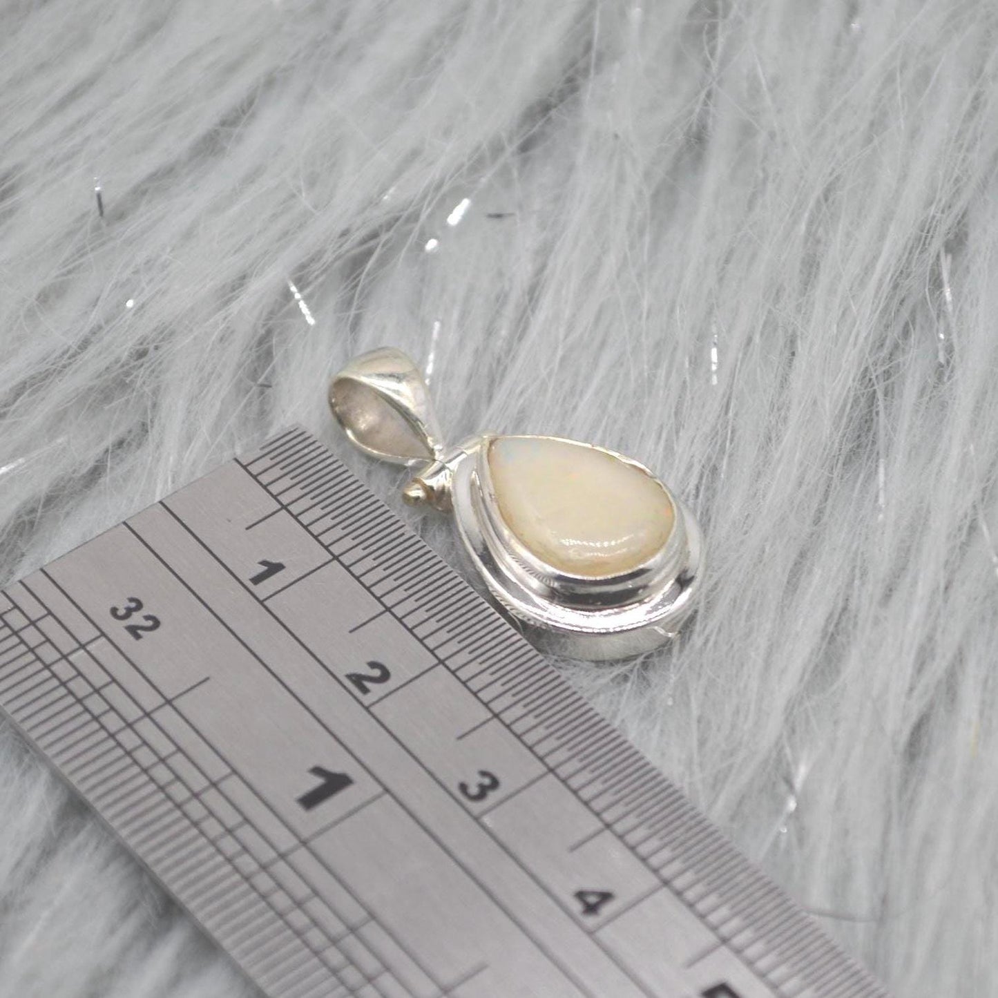 White Opal Pendant: Sterling Silver Necklace, Gemstone Pendant