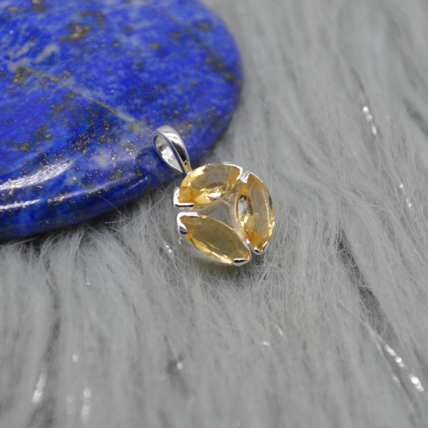 Citrine Sterling Silver Pendant: November Birthstone, Yellow Gemstone Necklace