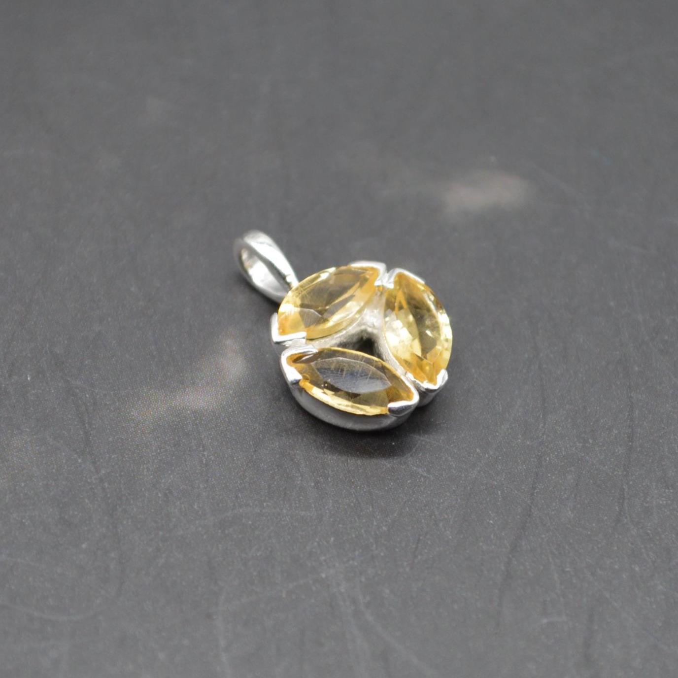 Citrine Sterling Silver Pendant: November Birthstone, Yellow Gemstone Necklace