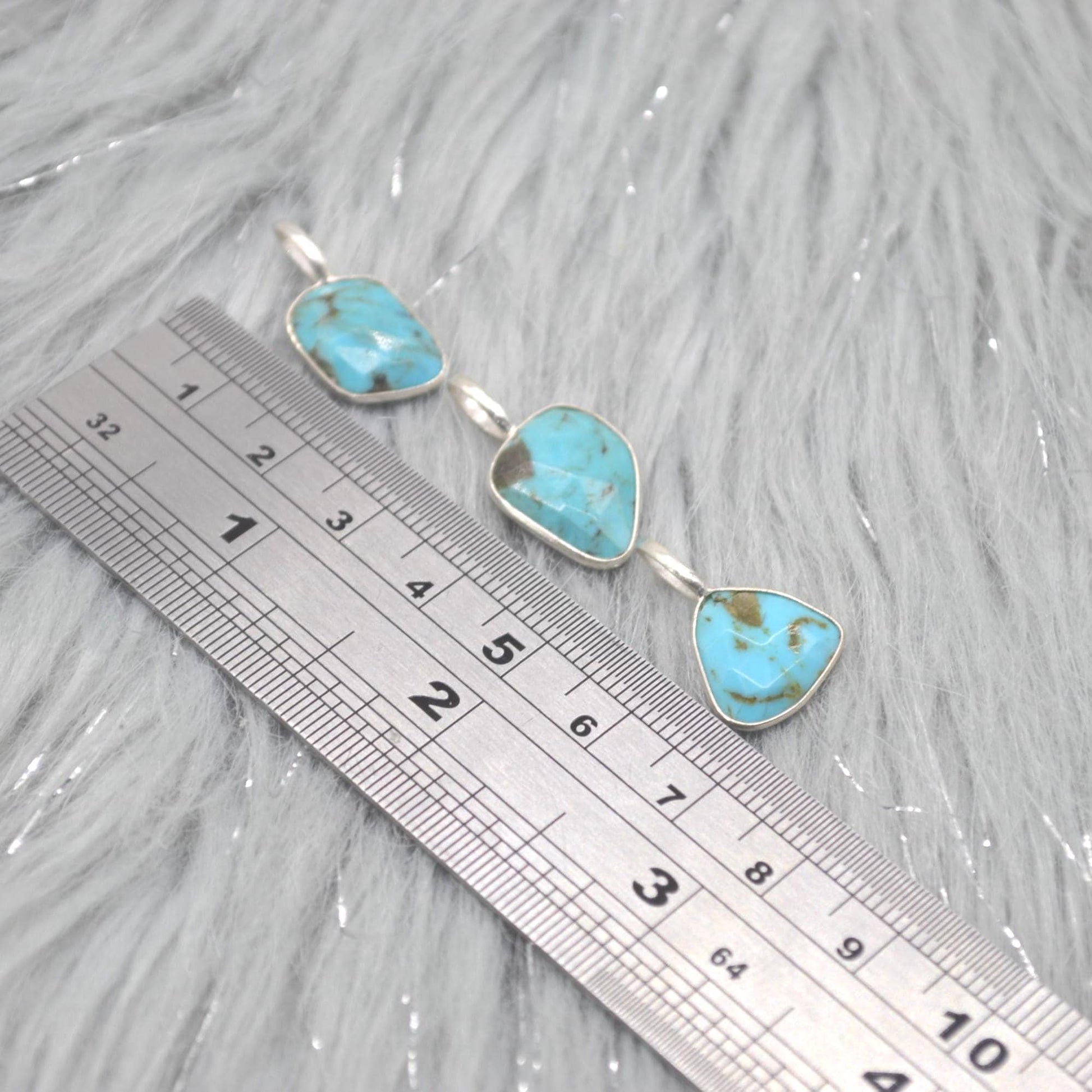 Blue Turquoise Pendant: Sterling Silver Chain Necklace, December Birthstone