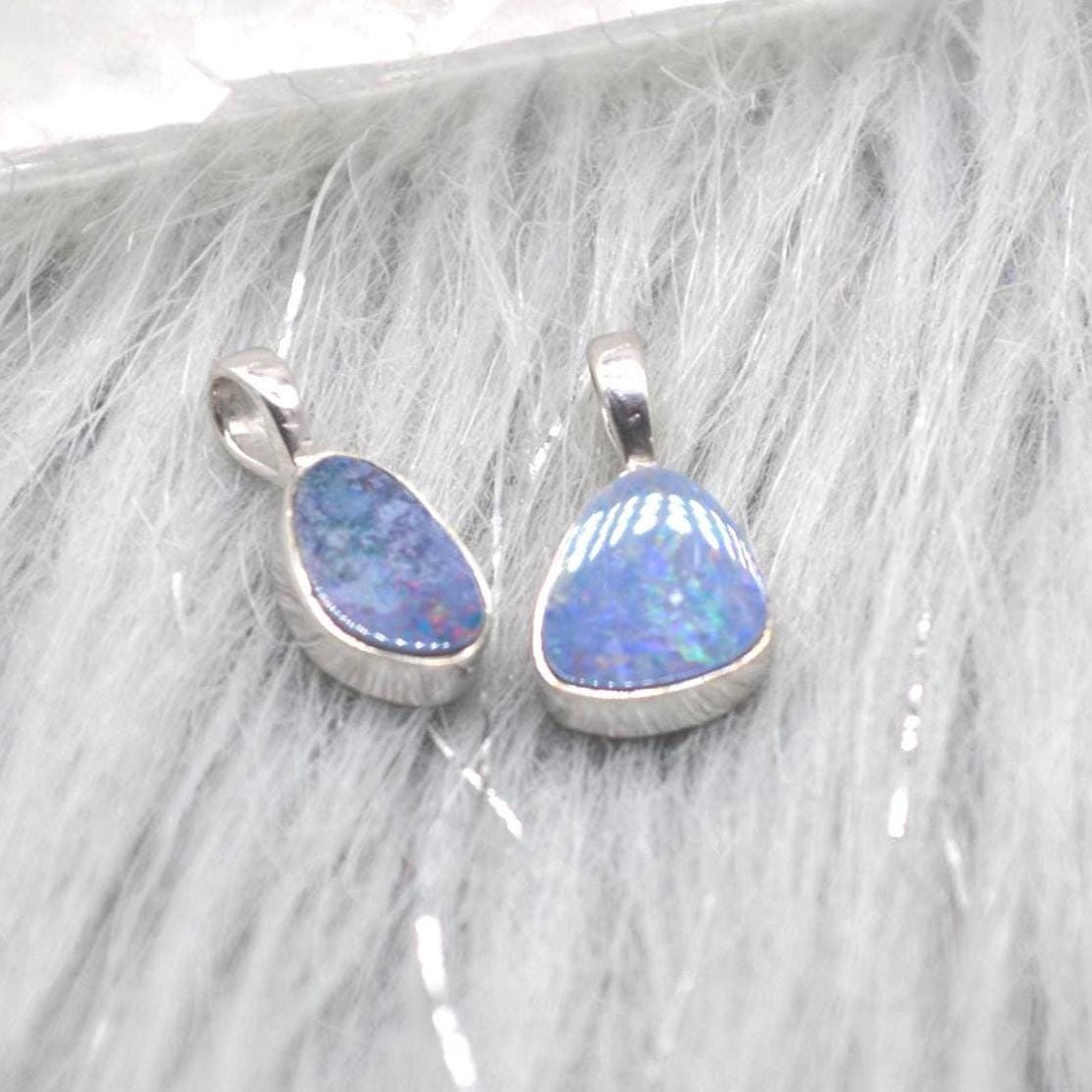 Blue Opal Pendant Necklace: Sterling Silver