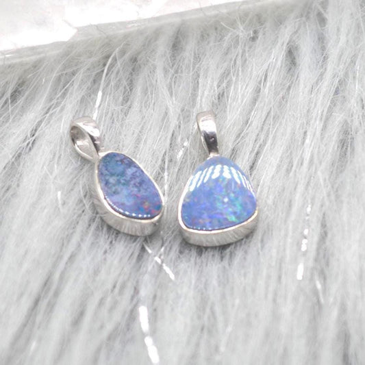 Blue Opal Pendant Necklace: Sterling Silver