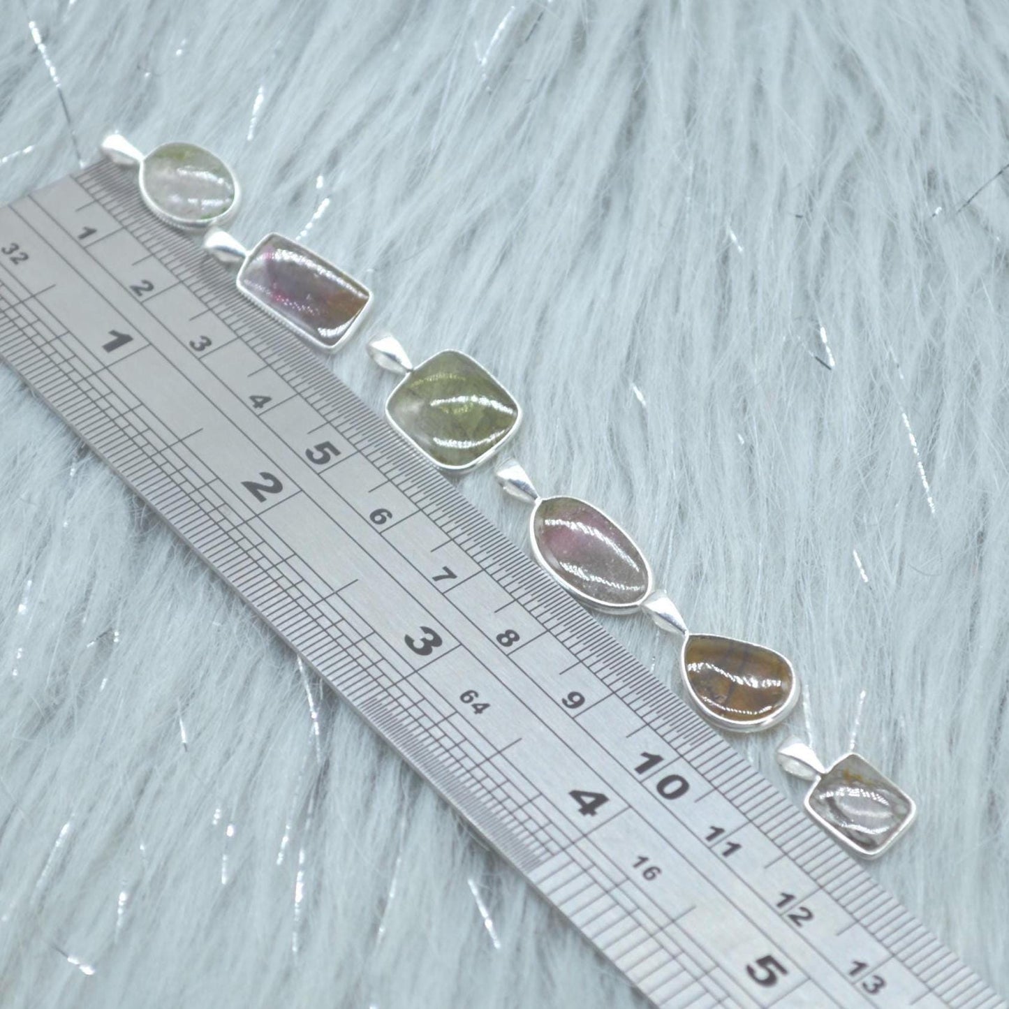 Watermelon Tourmaline Pendant Necklace: Sterling Silver, October Birthstone