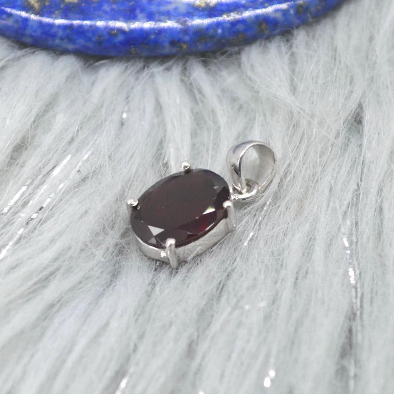 Red Garnet Pendant Necklace: Sterling Silver, January Birthstone