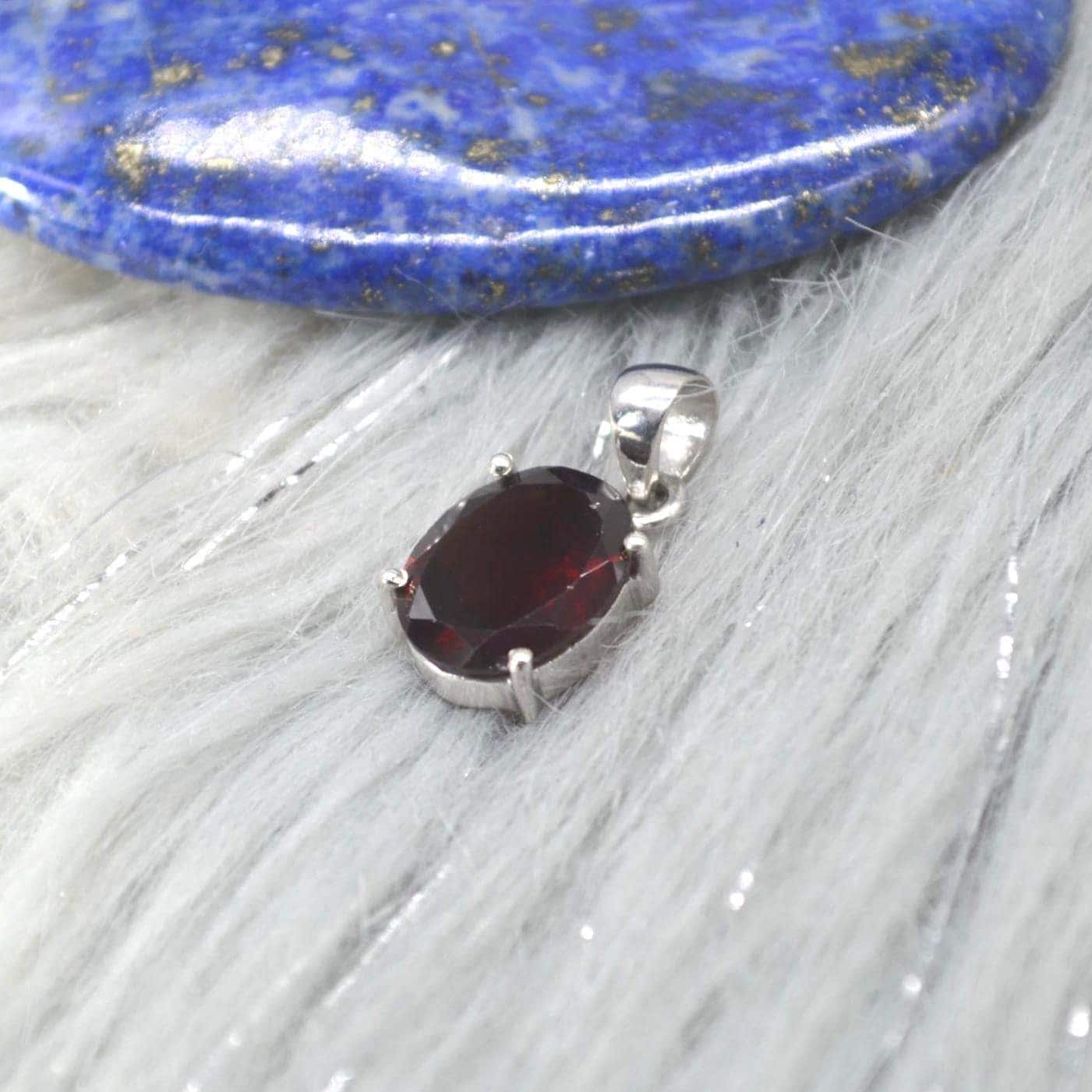 Red Garnet Pendant Necklace: Sterling Silver, January Birthstone
