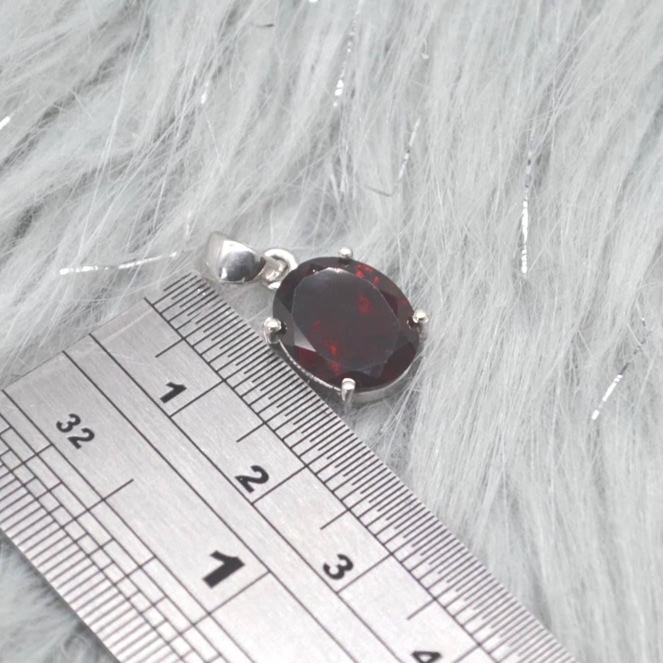 Red Garnet Pendant Necklace: Sterling Silver, January Birthstone