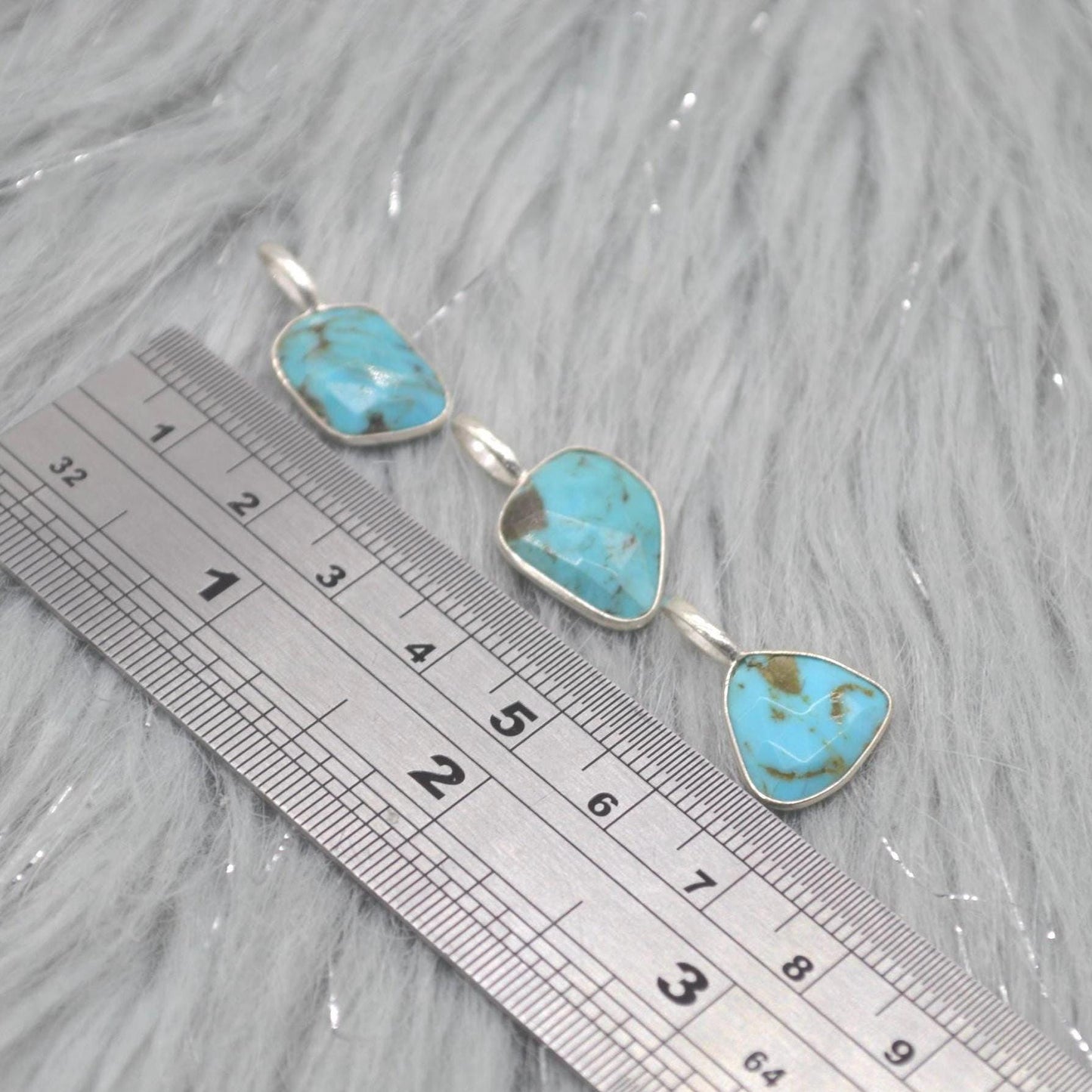 Blue Turquoise Pendant: Sterling Silver Chain Necklace, December Birthstone