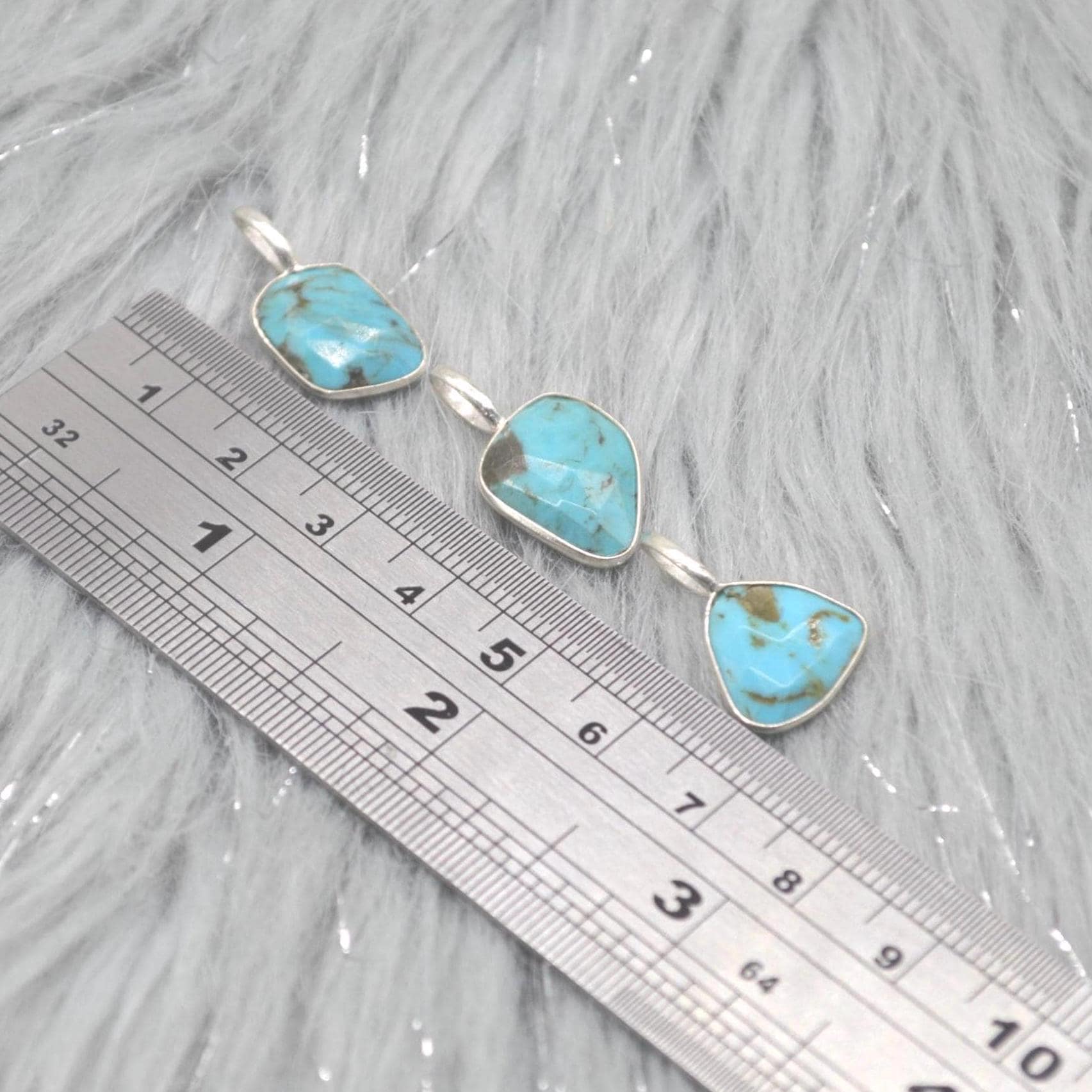 Blue Turquoise Pendant: Sterling Silver Chain Necklace, December Birthstone