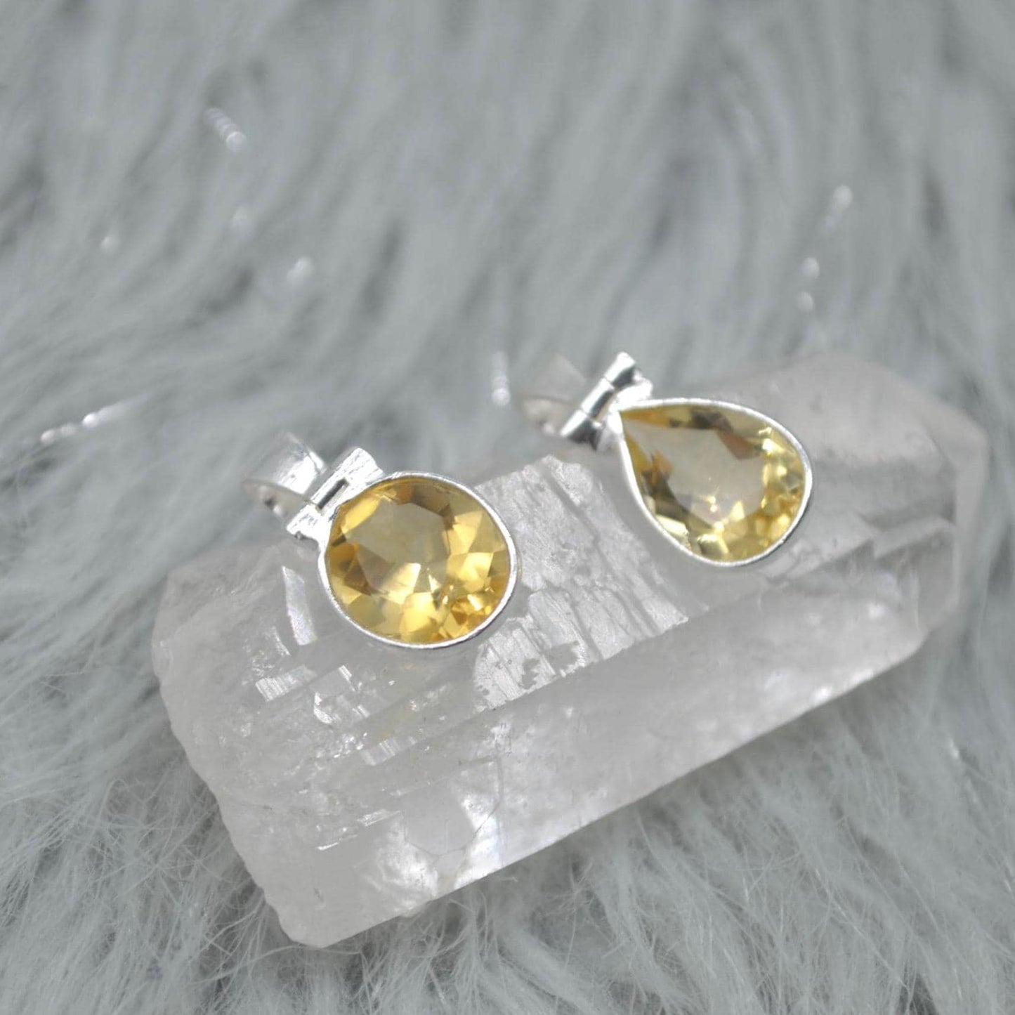 Sterling Silver Citrine Pendant: November Birthstone, Yellow Gemstone Necklace