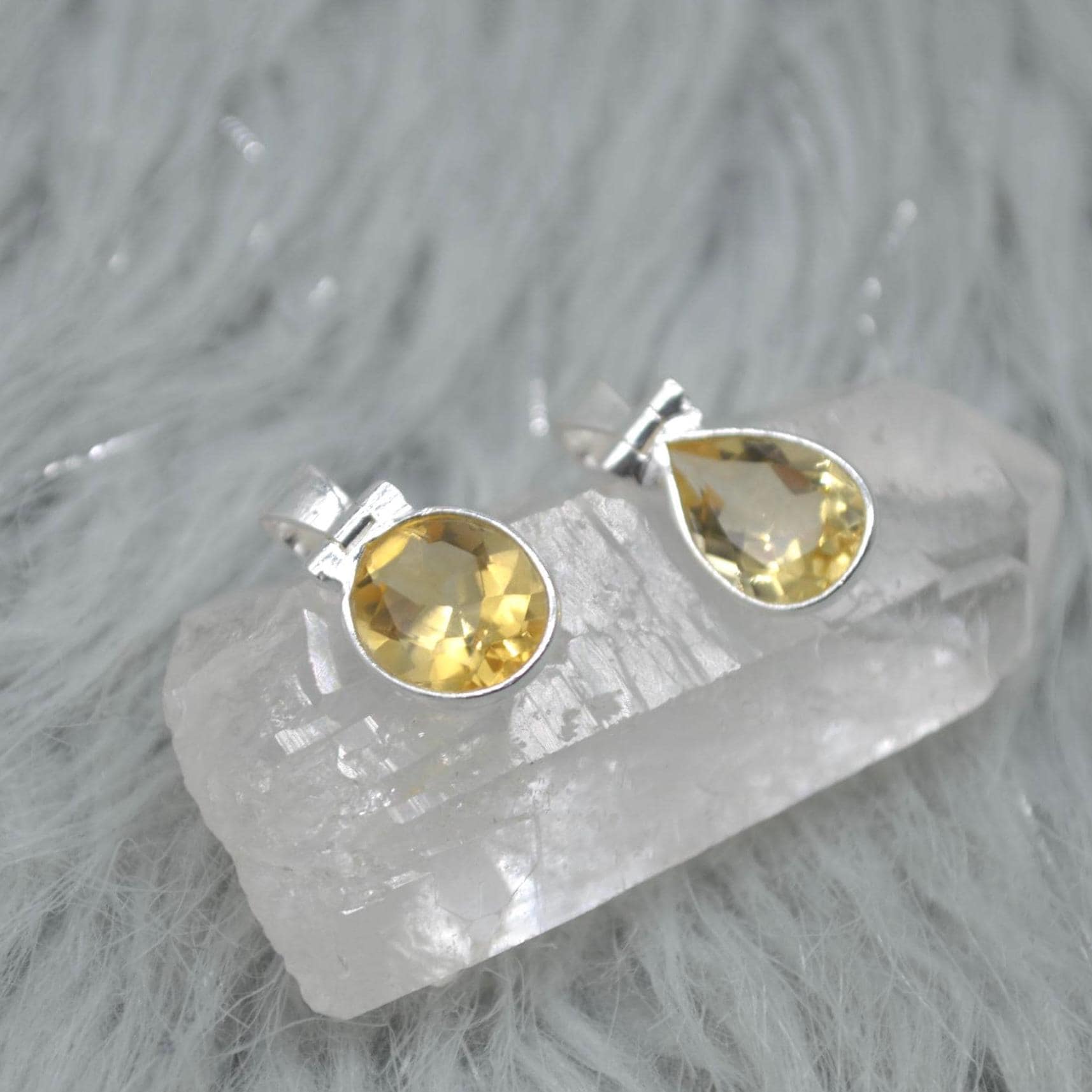 Sterling Silver Citrine Pendant: November Birthstone, Yellow Gemstone Necklace