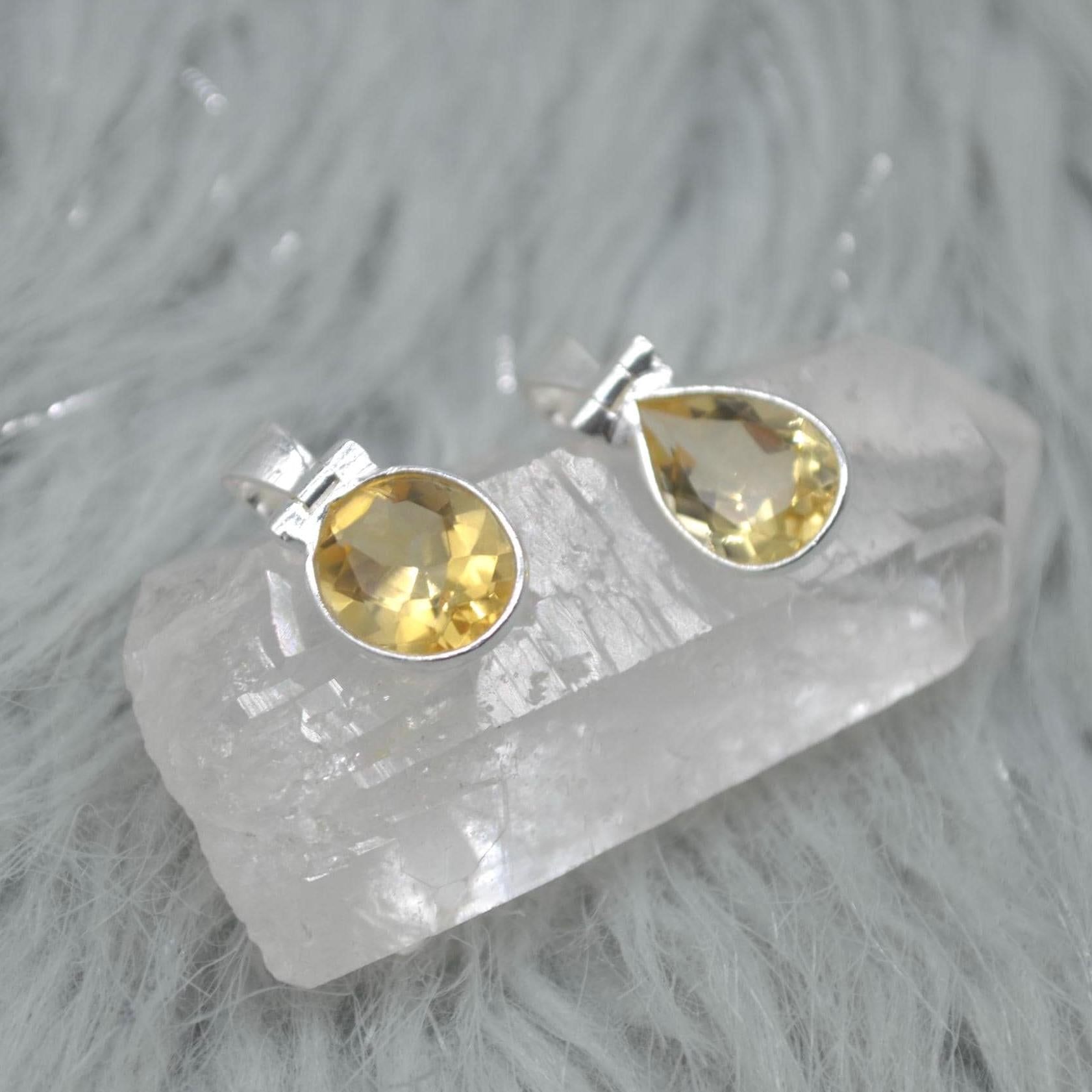 Sterling Silver Citrine Pendant: November Birthstone, Yellow Gemstone Necklace